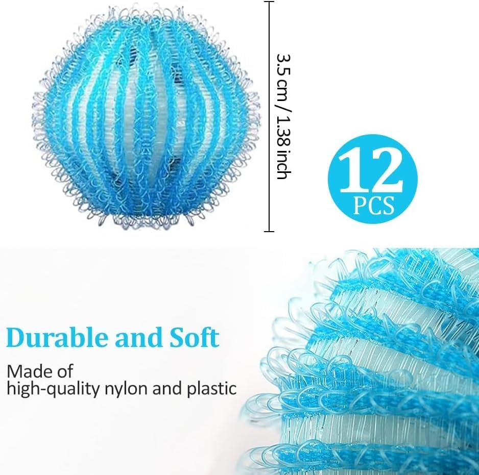 Washing Machine Hair Catcher Balls, 12Pcs Dryer Washing Balls Hair Lint Remover Laundry Ball, Reusable Pet Hair Fur Catcher Balls for Laundry Washing image number 4