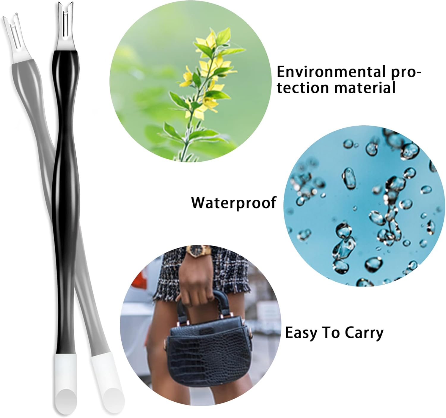 Allstarry 30 Pieces Nail Cuticle Trimmer Remover Rubber Nail Cleaner Double Head Dead Skin Cuticle Knife Removal Fork Plastic Handle Cuticle Pusher Nail Art Tools for Girls Women and Men - Black