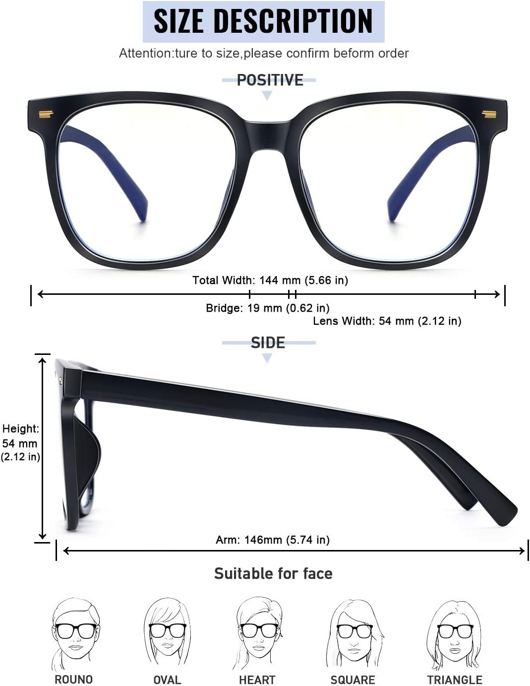 PANNER Oversized Stylish Square Blue Light Blocking Glasses for Women Computer Gaming Eyeglasses anti Glare Eyestrain image number 2