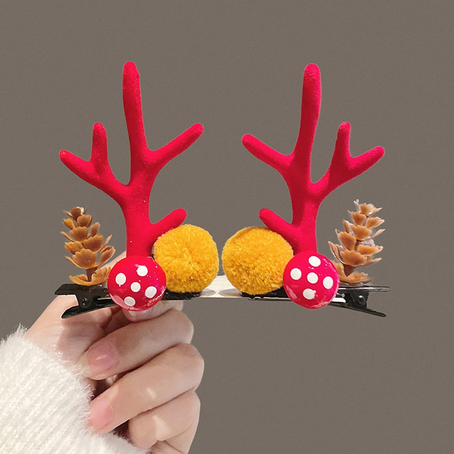 Christmas Hair Clip,2 Pairs Christmas Reindeer Antlers Hairpins,Deer Horn Barrettes,Cute Festive Hair Clips Hairpins,Christmas Hair Accessories for Women Girls Kids Christmas Party (Style 2)