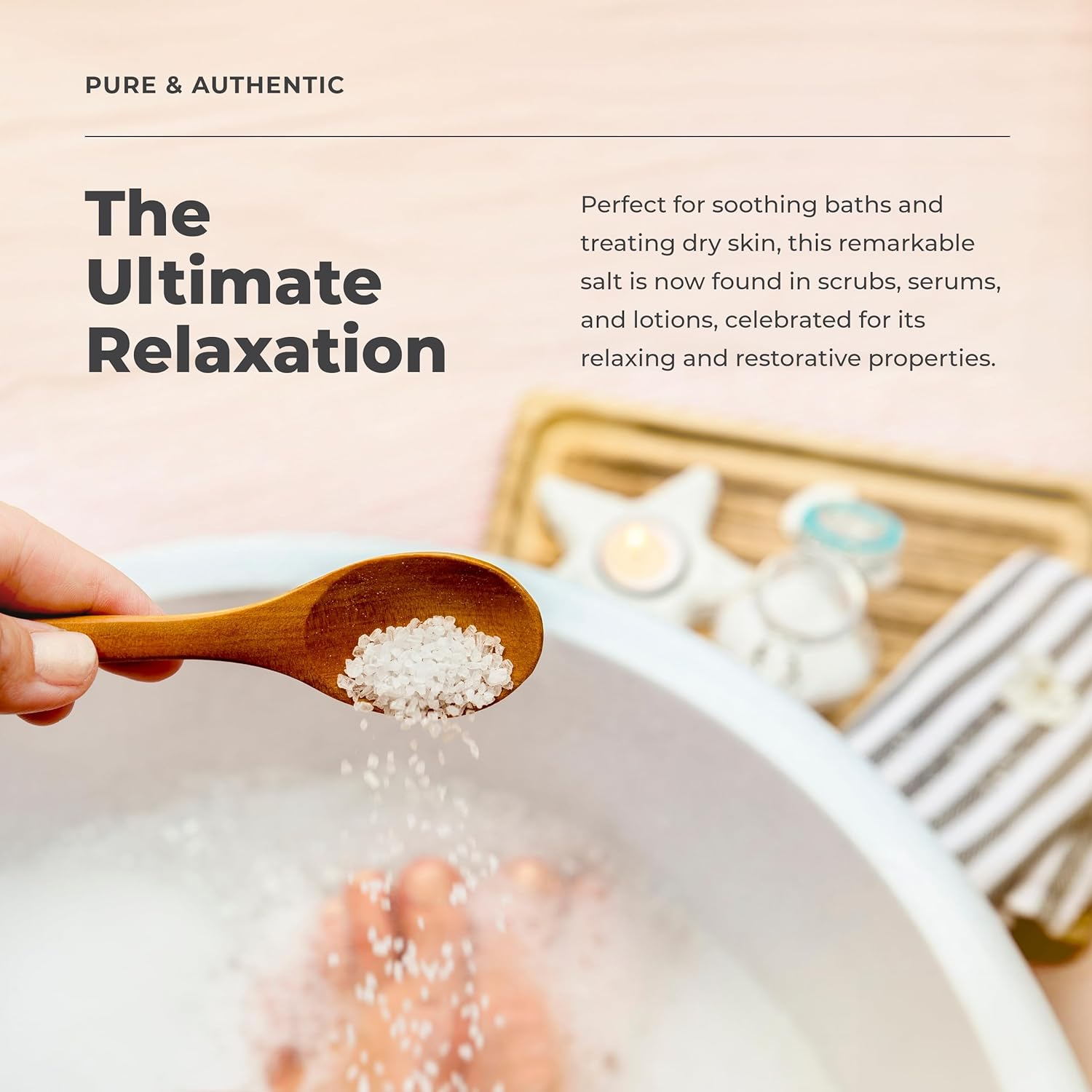 The Salt Box - Relaxing Bath Soak Fine Dead Sea Salt- Magnesium Scrub for Skin Hydration, Detoxification, and Stress Relief - 3Kg Single Bag - Natural White Crystals with Light Mineral Scent image number 3