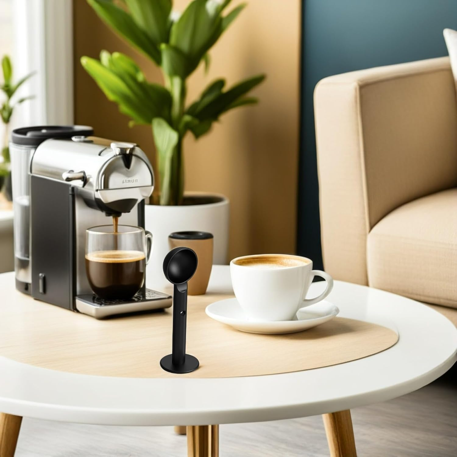 TOMETURE 2-In-1 Plastic Coffee Measuring Spoon and Tamper, Black Espresso Powder Press Tool for Home Coffee Bar and Espresso Machine Accessories image number 6