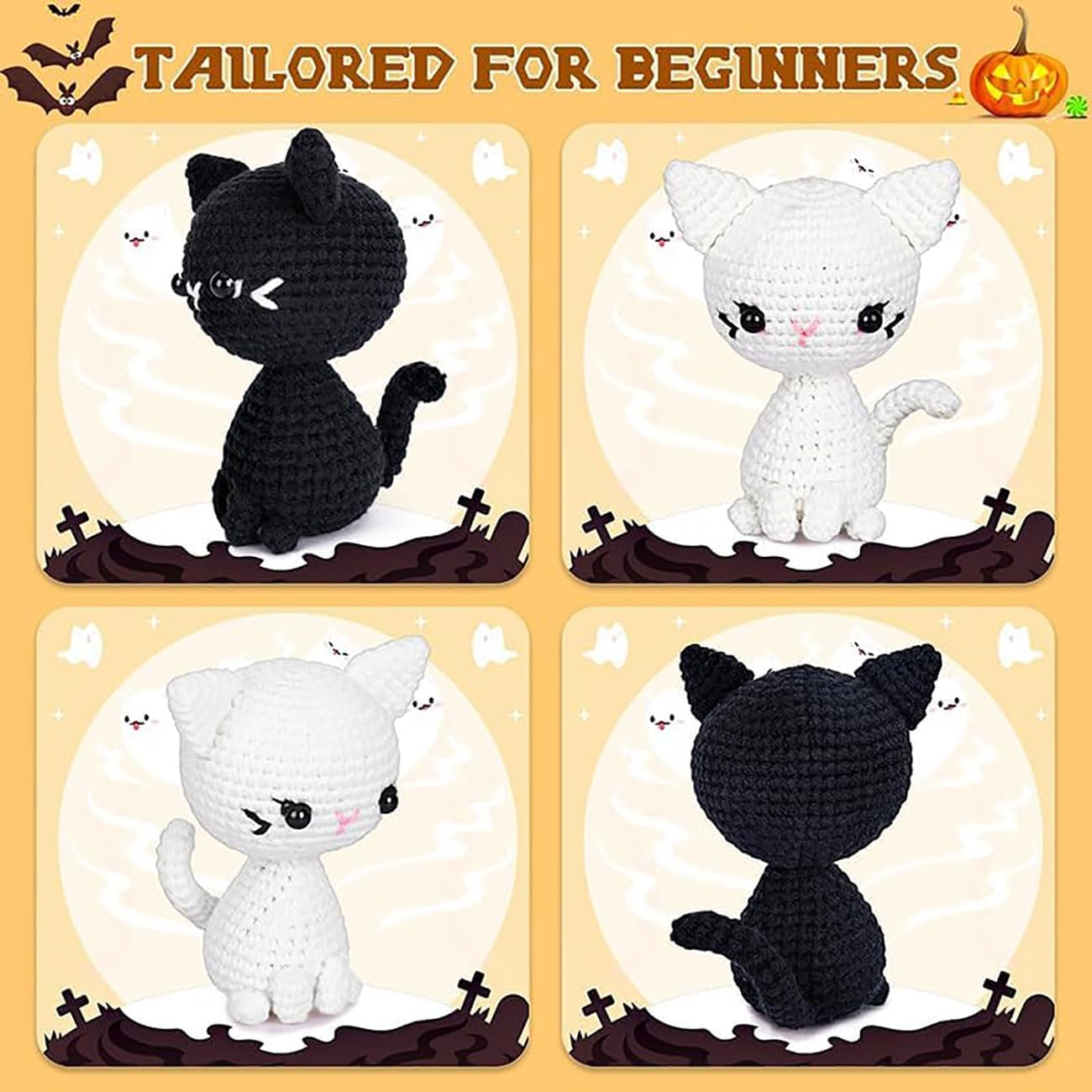 Crochet Kit for Beginners, Beginner Crochet Starter Kit with Step-By-Step Video Tutorials, Beginner Crochet Kit for Adults Kids, Knitting Kit for Beginners (Cat) image number 5