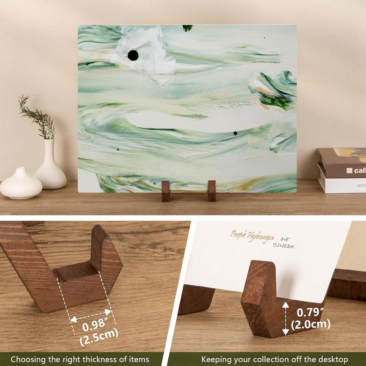 AIMALL Wooden Display Stand, Retro Solid Wood Base for Books, Records, and Menus, Adjustable and Durable, 6" Height Fits Items up to 13" Tall image number 5