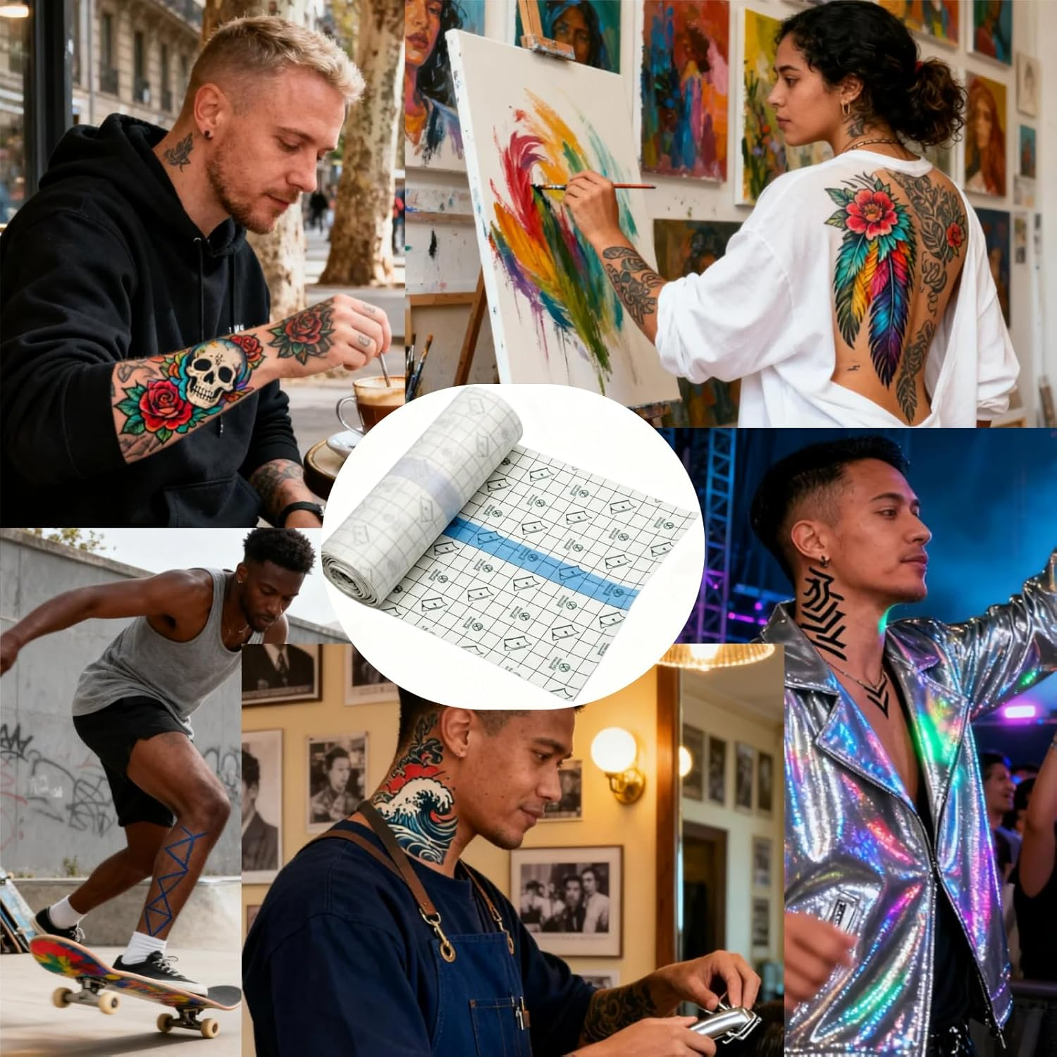 Abeillo Tattoo Aftercare Bandage Roll,Width 15Cm, Length 2M,Waterproof Transparent Film for Initial Healing and Skin Repair，For Example, It Is Applicable Swimming and after Surgery or Tattoos image number 1