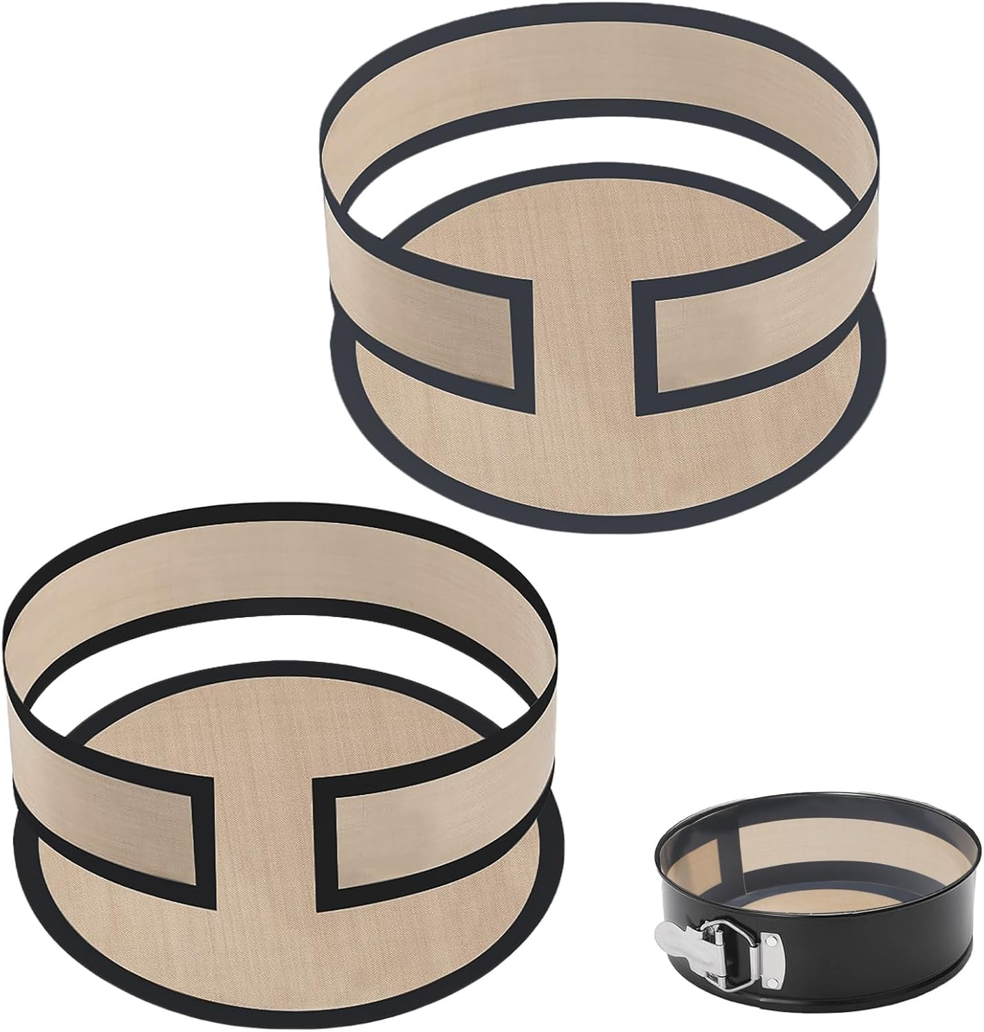 Silicone Baking Mat for Springform Pan 9 Inch, Silicone Baking Sheet, Baking Mats for Cheesecake Pans, Springform Pan Protector, Non Stick Baking Mat, Baking Tools (Black, Gray) image number 3