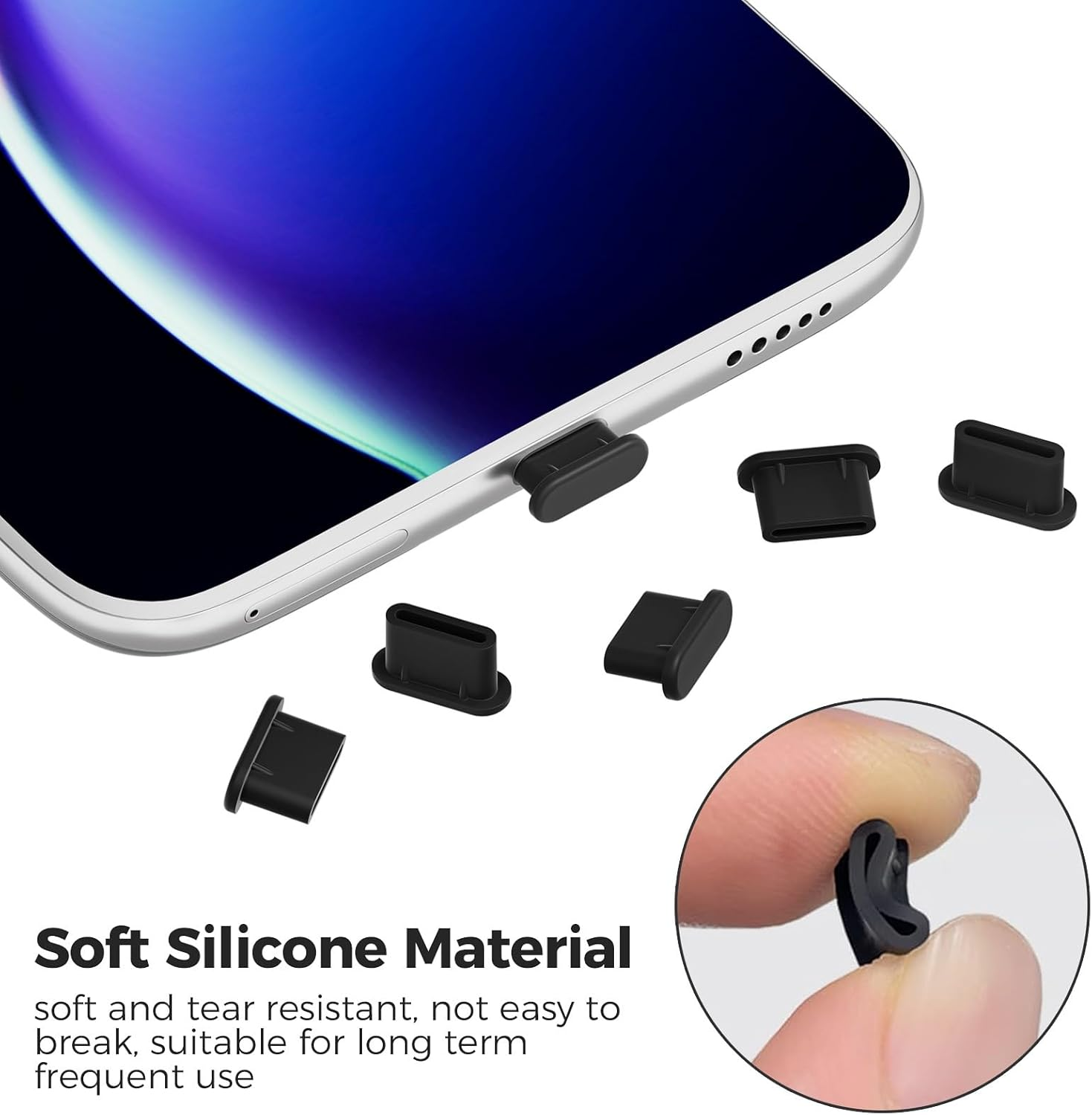 31 Pcs USB Type C anti Dust Cap Set, 30 Pcs Port Plugs Protector with Cleaning Brush, Silicone USB C Dust Cover for All Type-C Smartphones Tablets image number 2