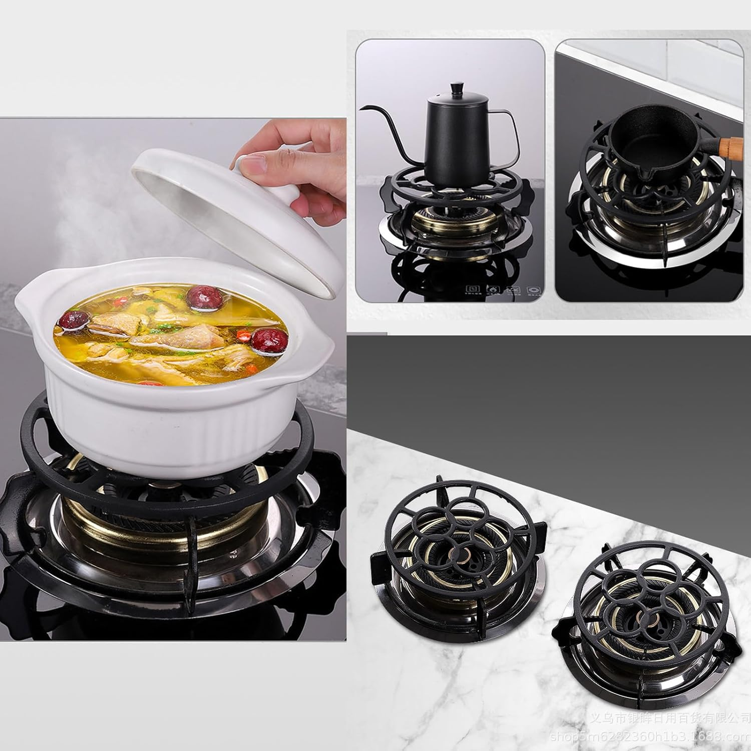 Gas Ring Reducer, Cast Iron Wok Support Ring for Gas Stove, Non-Slip, Black image number 6
