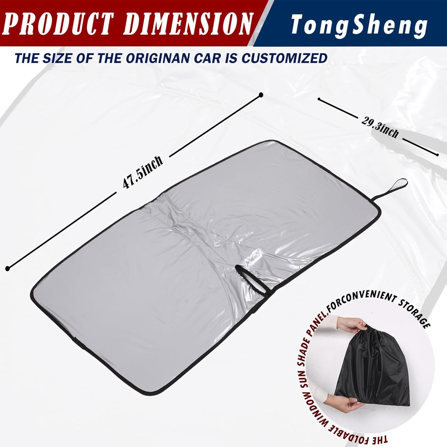 The Original Windshield Sun Shade Compatible with Fiat 500 2010-2024 Abarth 595 2014-2024 Car Windshield Reflective Sunshade Protector Sun Shade Accessories (Silver) image number 7