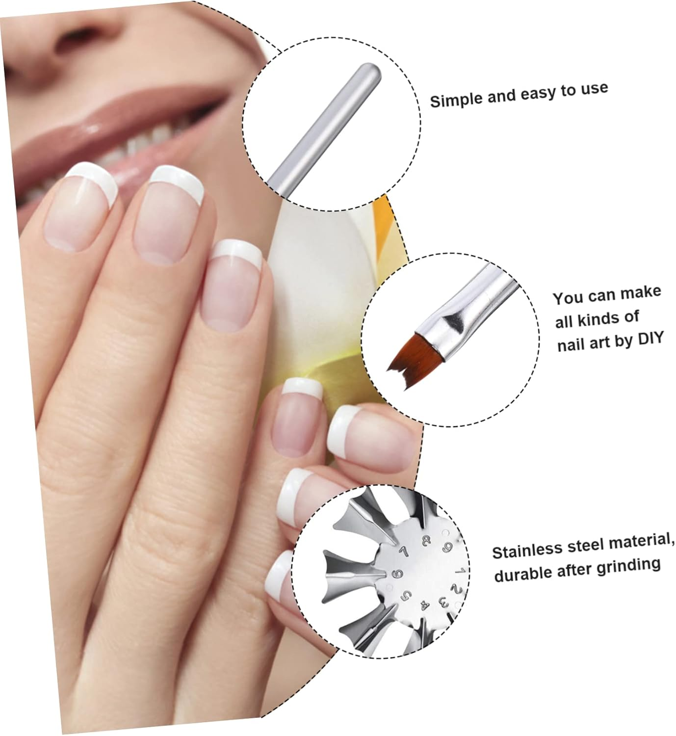 IWOWHERO 8Pcs French Manicure Nail Making Template Set Durable Stainless Steel Fingernail Cutter Lines for DIY Nail Art and Manicure image number 4