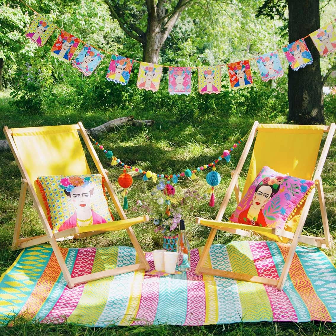Talking Tables Frida Kahlo Print Garland Bunting-3M | Brightly Coloured Boho Party Decorations for Birthday, Fiesta, Mexican Cinco De Mayo Celebration image number 1