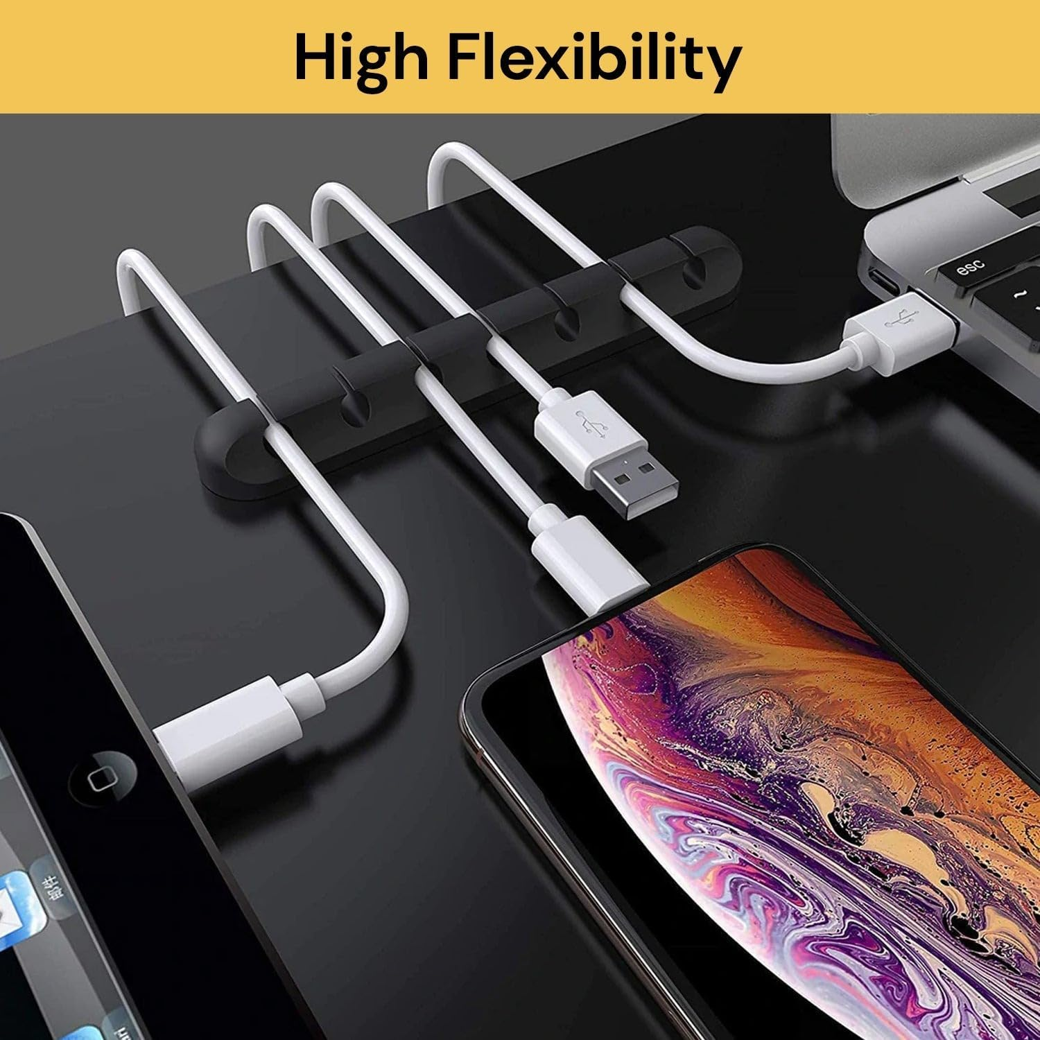 Spendeal 7 Slots Cable Clips Cord Management Organizer Silicone Adhesive Hooks, Wire Holder USB Power Charging Accessory Mouse PC Nightstand Desktop Wall Phone Workspace Office image number 1