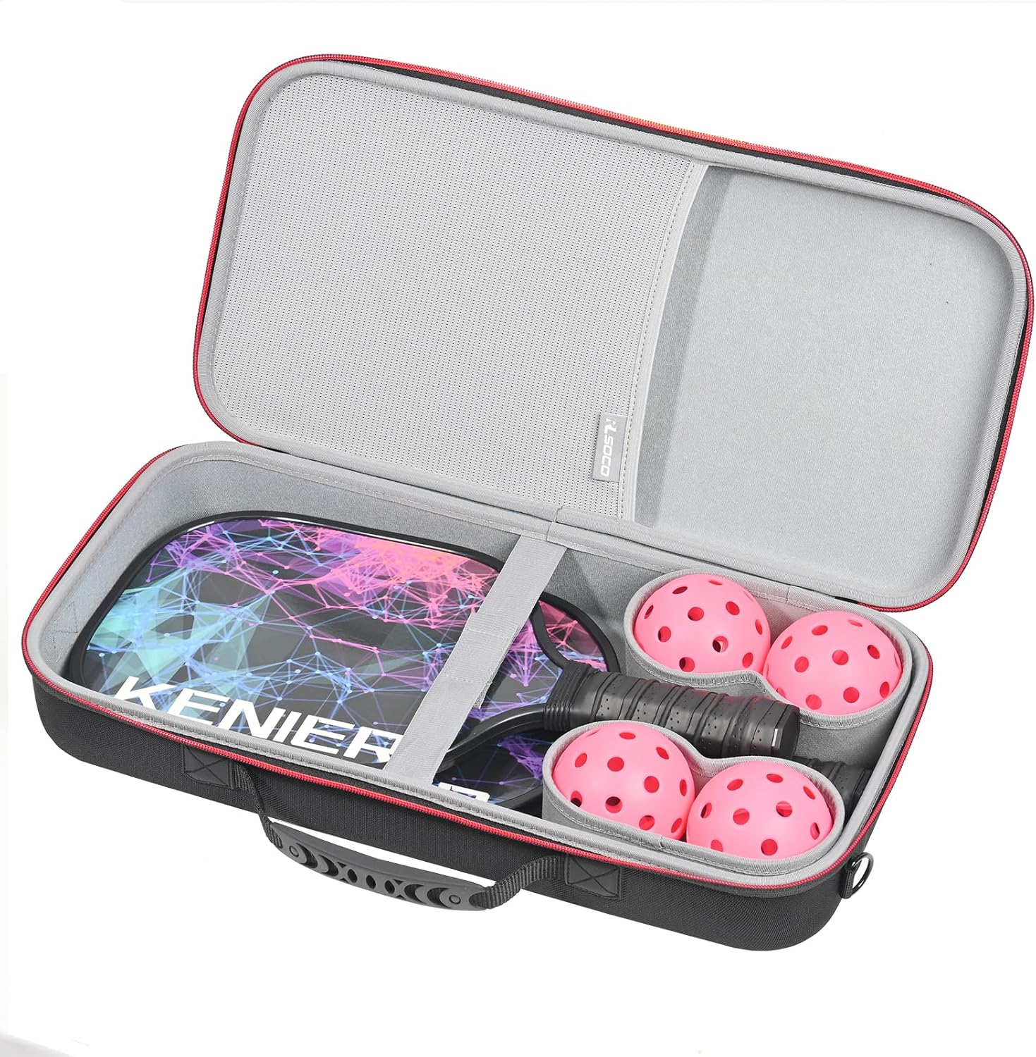 Pickleball Paddles Bag, Pickleball Hard Cover Case for Luzz/Paddex/Hisk/Vatic Pro/Head/Joola/Onix/Franklin Pickleball Paddles, Fits for 2 Paddles, 4 Balls and Paddle Erasers (Bag Only) image number 4