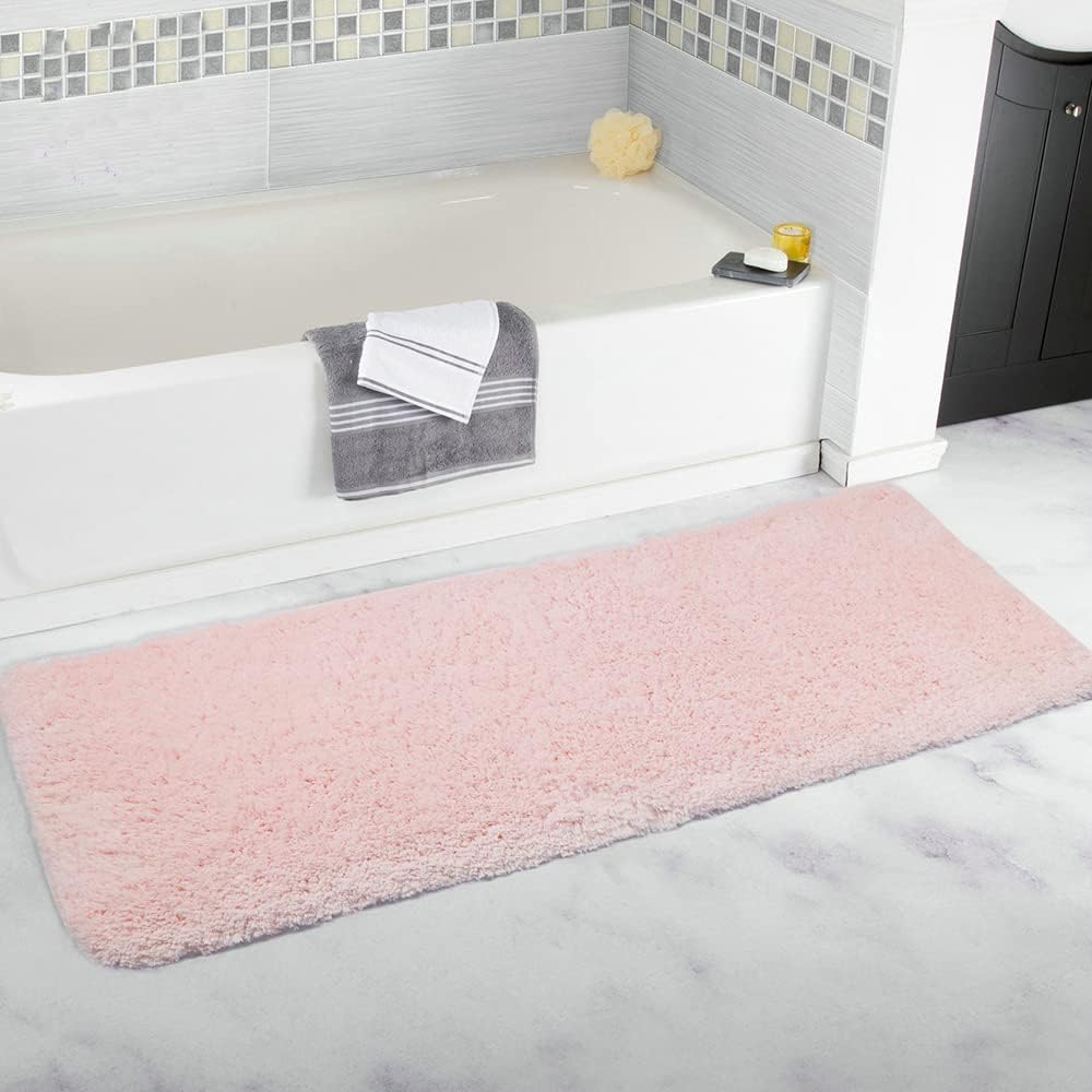 Sheepping Bath Rug Runner White Absorbent Long Bath Mat for Bathroom - Washable Non Slip Bath Mat Decorative Floor Mats Carpet for Bathroom - 59 X 20 Inch