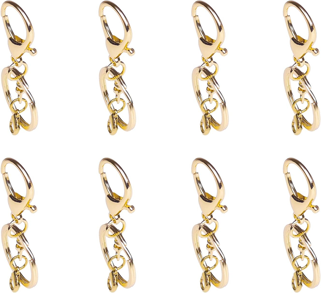 20Sets Golden Lobster Claw Clasps Hook with Flat Split Keychain Ring with Swivel Trigger Clip with Little Lobster Clasp for DIY Craft Jewelry Making