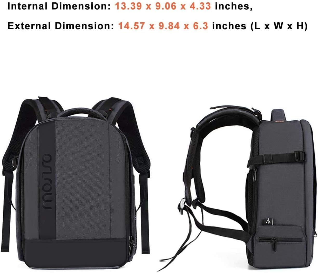 MOSISO Camera Backpack, Dslr/Slr/Mirrorless Photography Camera Case Buffer Padded Shockproof Bag with Customized Modular Inserts&Tripod Holder Compatible with Canon,Nikon,Sony Etc, Gray image number 5