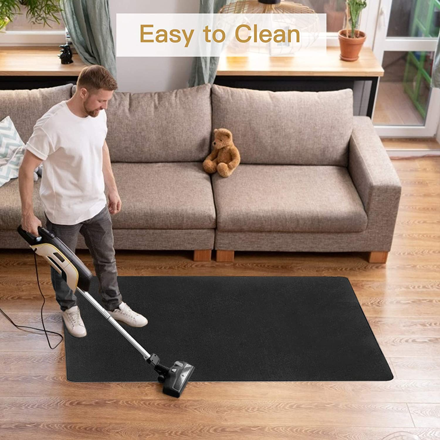 DELAM Office Chair Mat for Hardwood Floor & Tile Floor, under Desk Chair Mats for Rolling Chair, Computer Chair Mat for Gaming, Large Anti-Slip Floor Protector Rug, Not for Carpet, 47"X35", Black image number 3