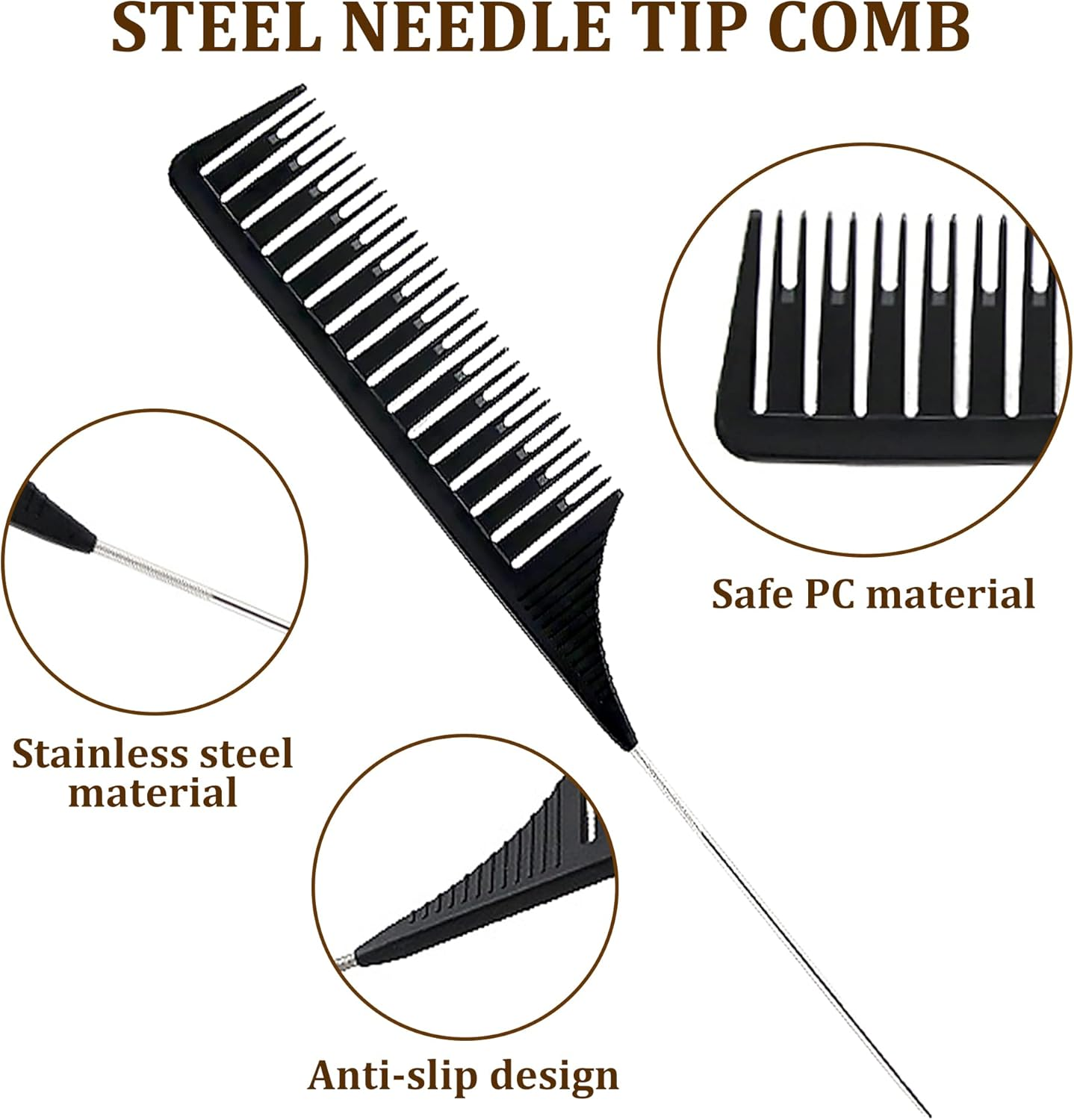 Professional Hair Combs for Women Styling Hair Combs Plastic Weaving Combs for Highlighting image number 6