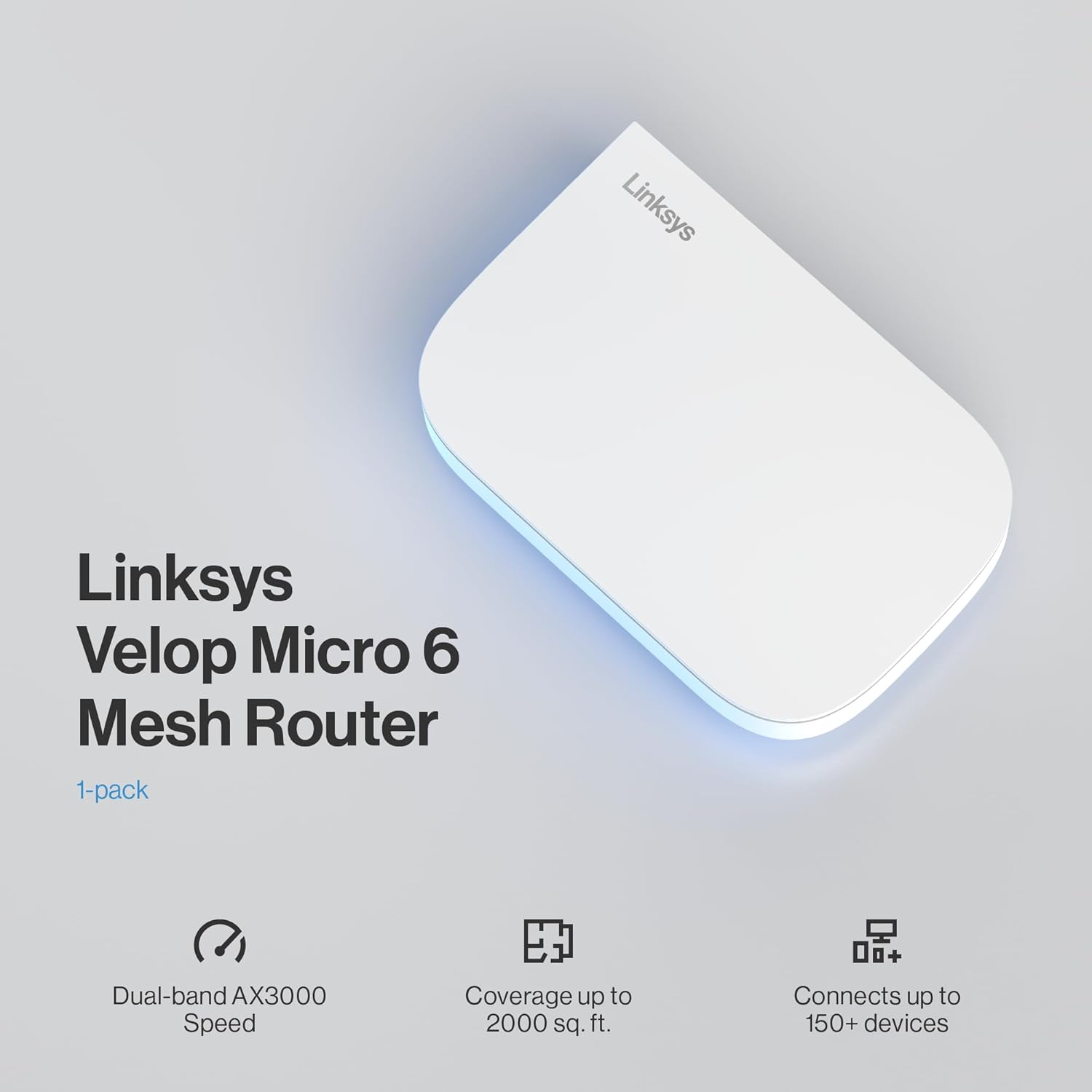 Linksys Velop Micro 6 Dual Band Mesh Wifi 6 Router - Gigabit Wireless Router with up to 3Gbps Speed, 2000 Sq. Ft. Coverage and Supports 100+ Devices - Replaces Internet Router & Extender - 1-Pack image number 5