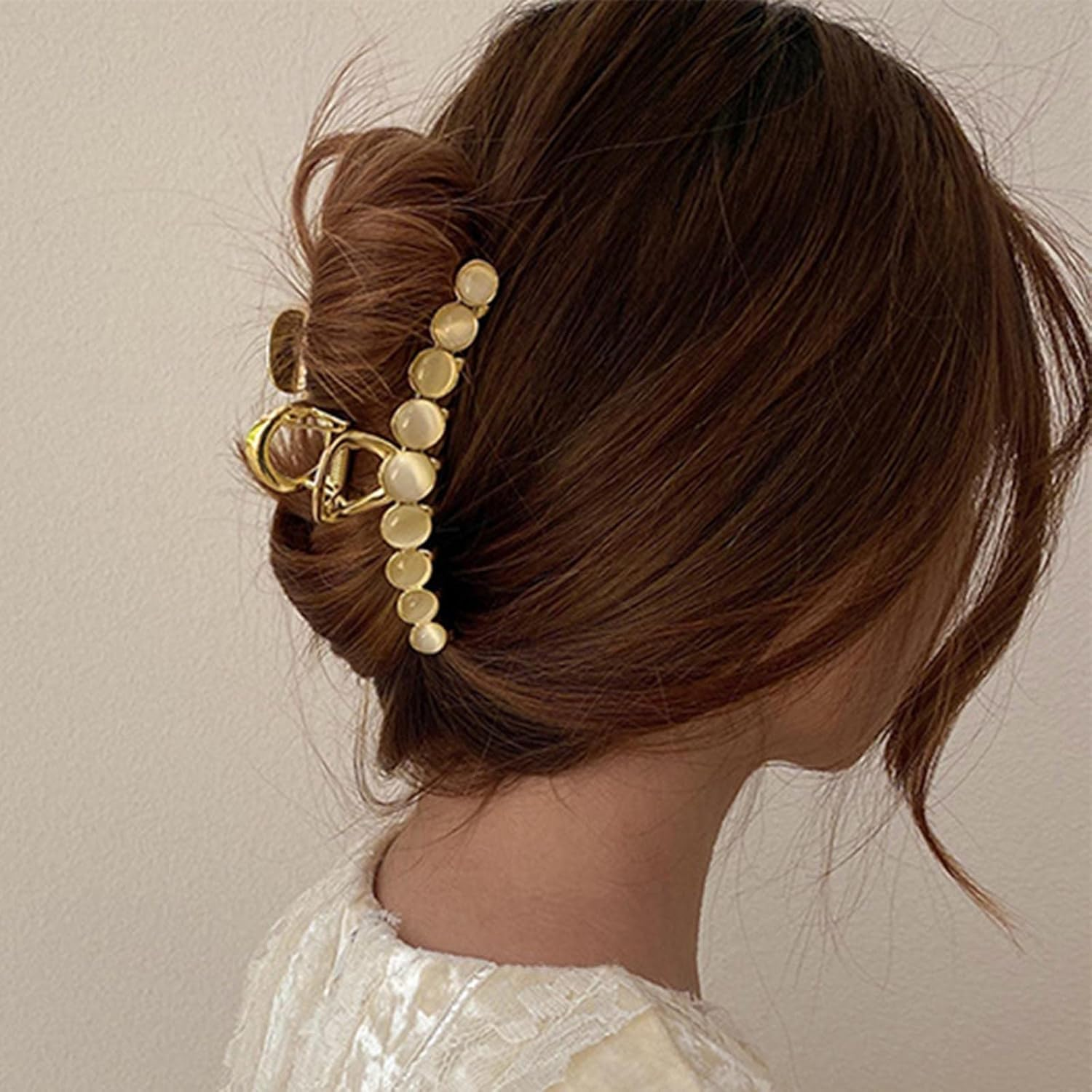 Inateannal Small Opal Hair Claw Clips for Women Girls Non-Slip Shark Clip Hair Clip Large Wedding Bridal Hair Clip Hair Accessories for Thick Hair Thin Hair image number 4