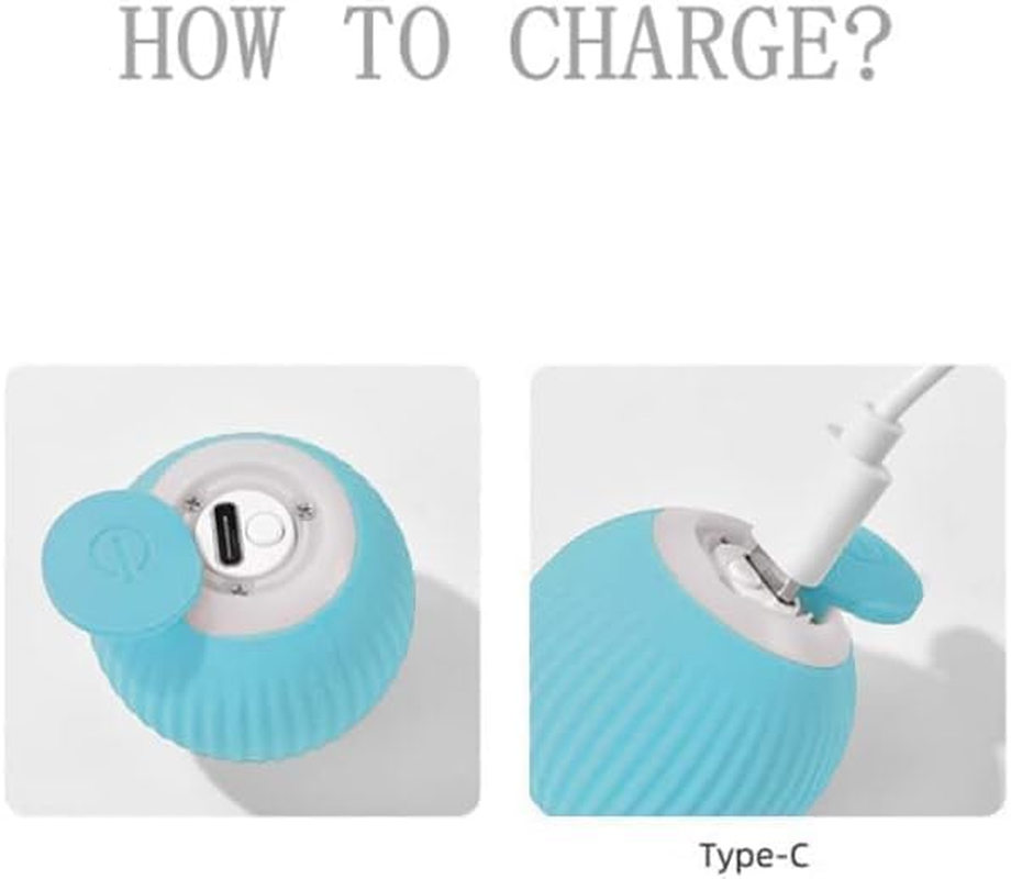 NEOVSUNY Cat Toy Electric Cat Ball, Interactive Cat Toy Ball, Cat Toy Self-Employment Automatic USB 360&deg; Rollball Intelligence Cat Toy for Cats (Pink2) - Blue 2 image number 2