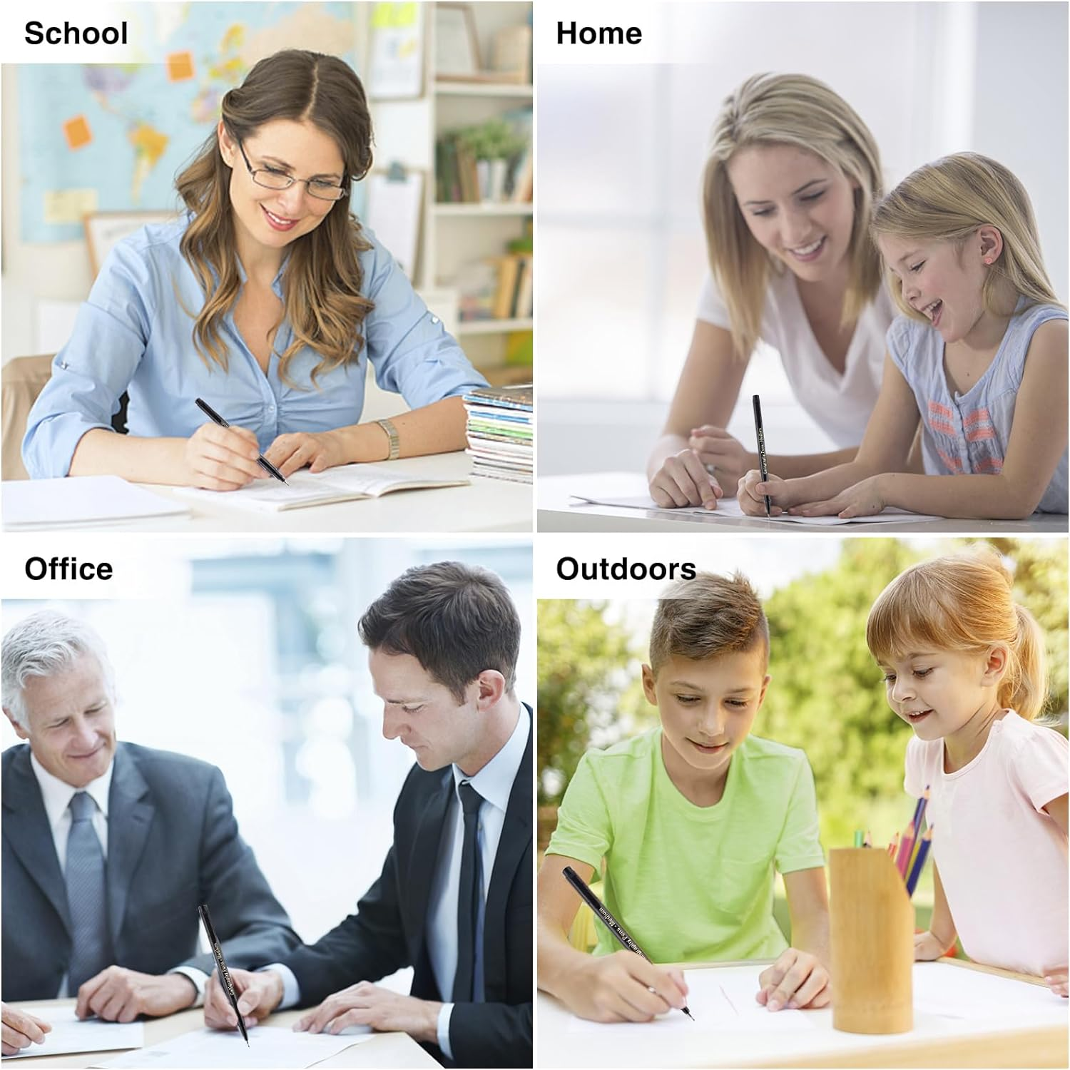 SAYEEC Calligraphy Brush Pens, 6 Pack Refillable Black Ink Hand Lettering Pen, 4 Size Calligraphy Brush Markers Set for Beginner Writing, Journaling, Sketching, Art Drawing, Illustration, Scrapbooking image number 4