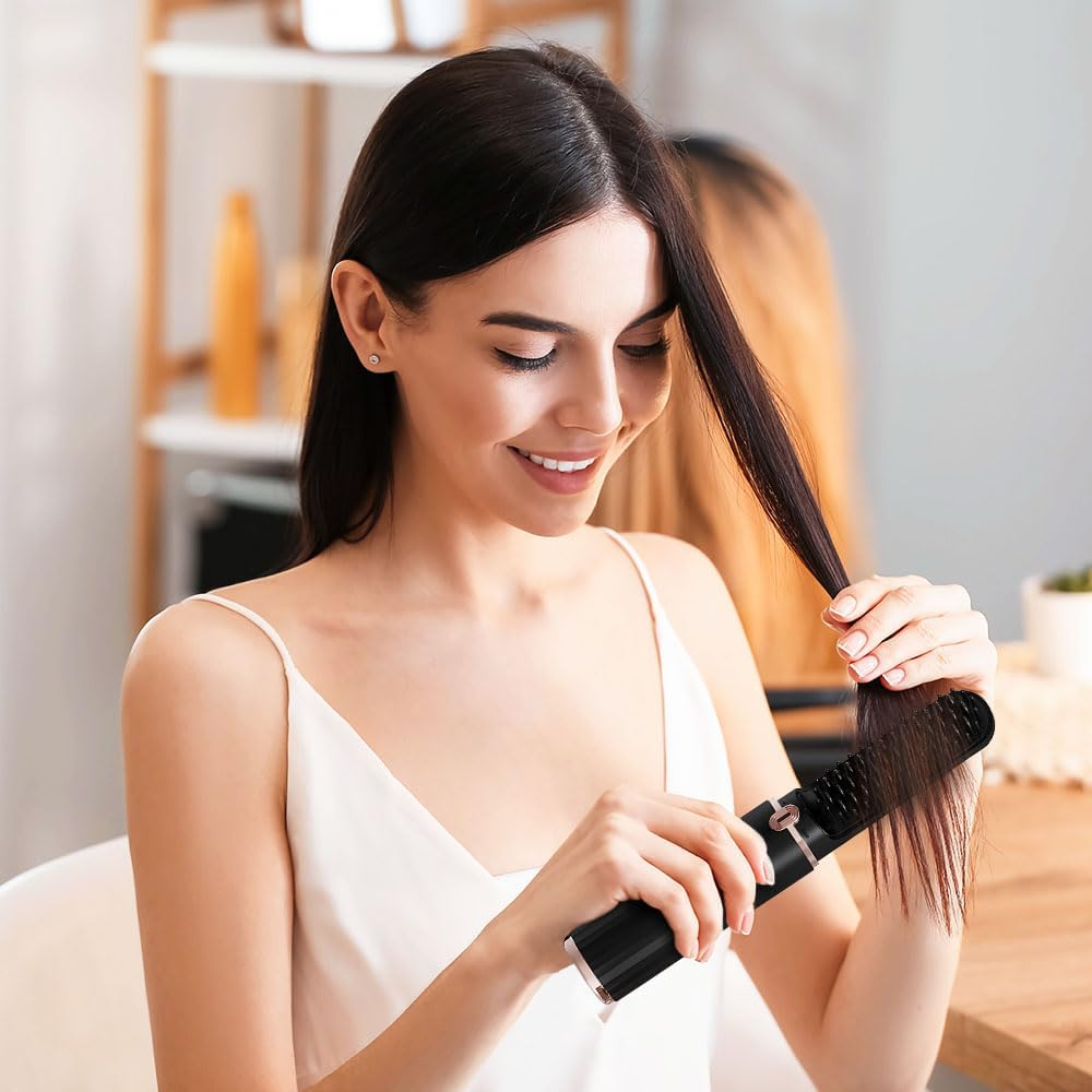 Mesen Cordless Hair Straightening Brush, Negative Ion Hair Straighteners Comb for Women, USB-C Rechargeable, 20S Fast Heating & 4 Temp Settings Smooth Hair with Temp Display for Travel image number 2