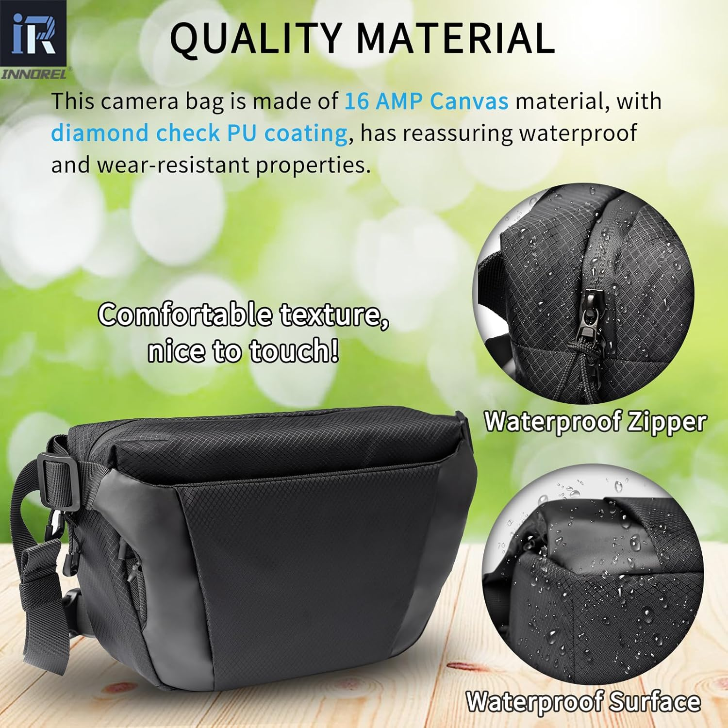 6 Liters Waterproof Camera Sling Bag INNOREL CB0621, with Tripod Holder, for Sony/Canon/Nikon/Dslr/Slr/Mirrorless Crossbody, Traveling, Sporting, Cycling, Daily image number 6