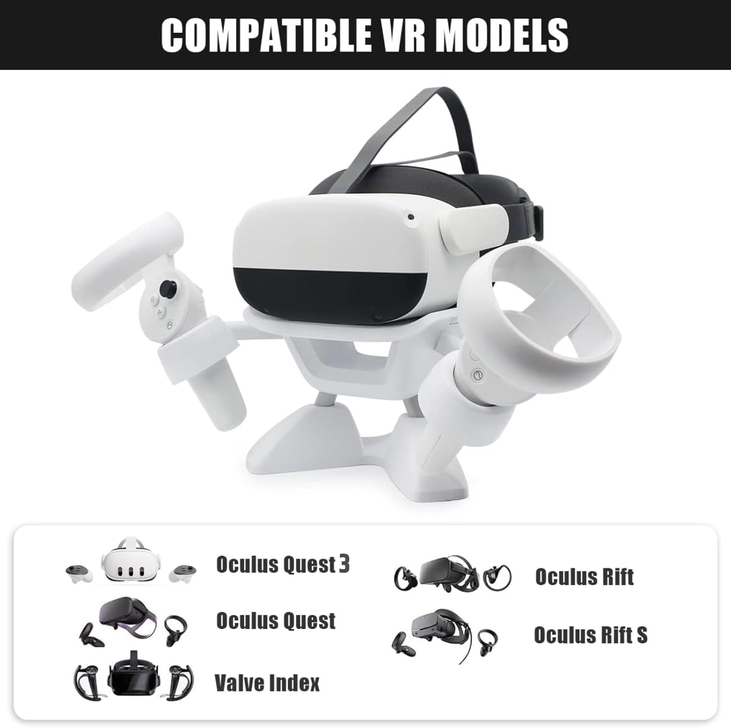 Qutumill VR Stand, Virtual Reality Headset Stand Display Holder Storage for Oculus Quest 3/3S, Quest2, Quest, Rift, Rift S, Valve Index Headsets & Touch image number 4
