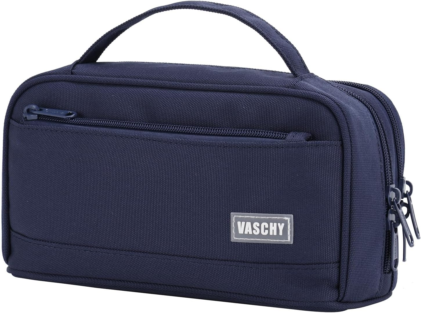 Pencil Case for School, Vaschy Large Cute Pencil Case Kids Pen Bag W Zippers Top Handle for Teens,Students,Adults School Supplies Organizer Black