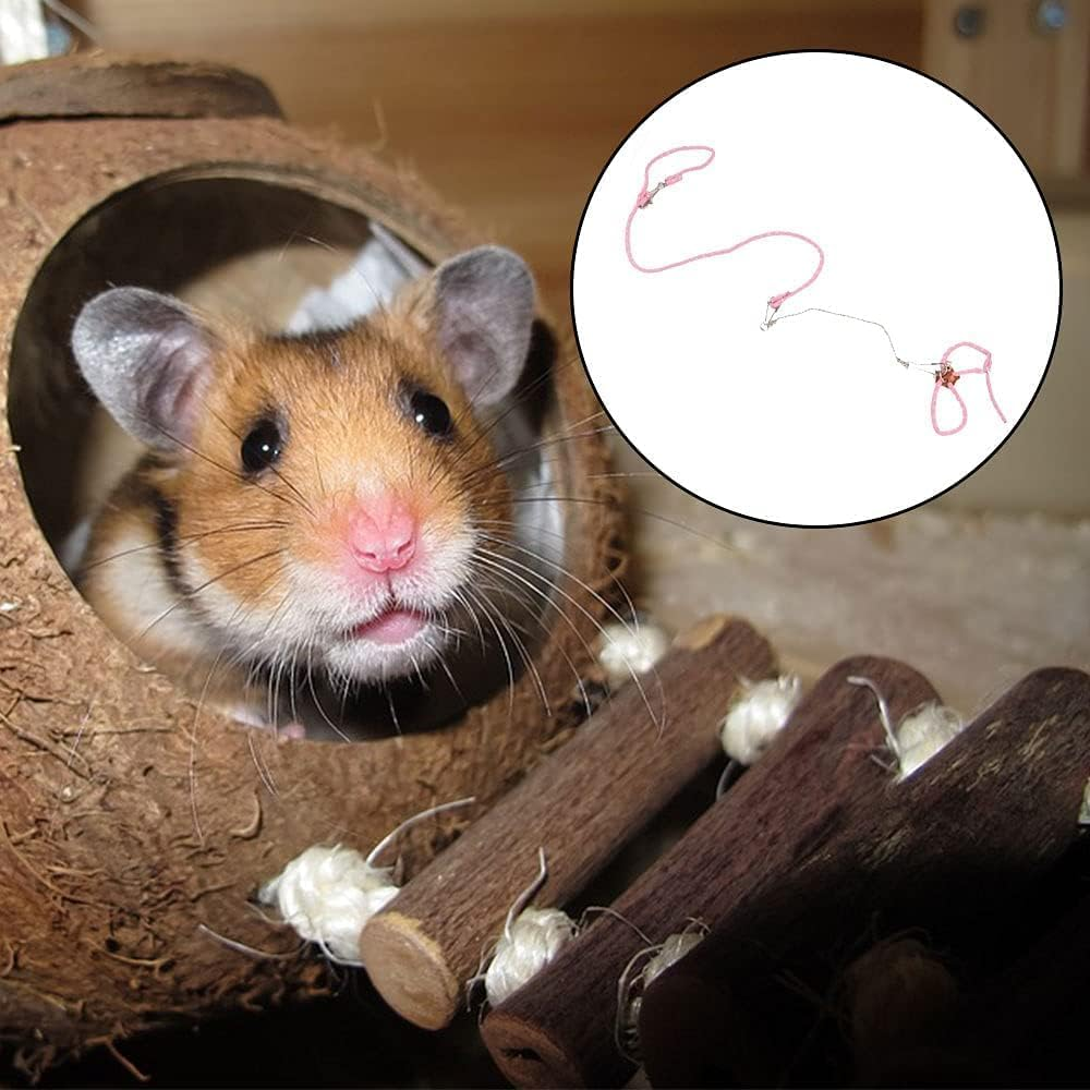 Pet Hamster Harness Hamster Harness Small Animals Harness Rope Adjustable Small Animal Lead for Guinea Pig Bird Parrot Mouse Hamsters Squirrel (Pink, One Size) image number 3