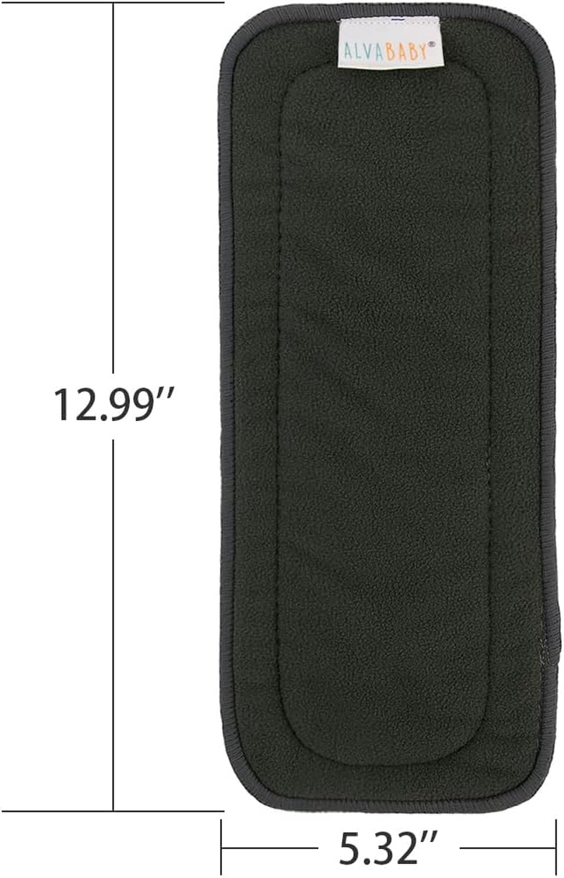 ALVABABY Charcoal Bamboo Inserts,Natures Cloth Diaper Liner,5-Layer Bamboo Charcoal Viscose Staple Fiber Inserts,Reusable Liners for Baby Cloth Diapers 6Pcs 6ZTN