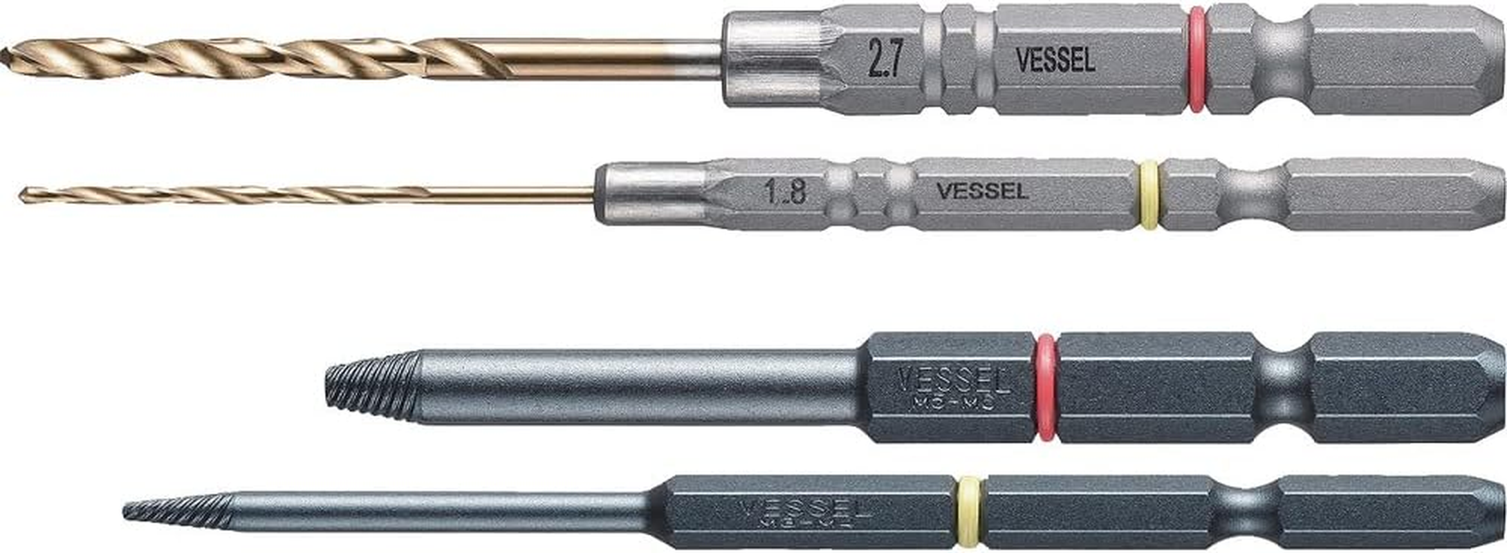 VESSEL NEJ-123 Screw Removal Bit 3-Piece Set, Tanned Screws, for Crushed Screws M3 - M8 image number 4