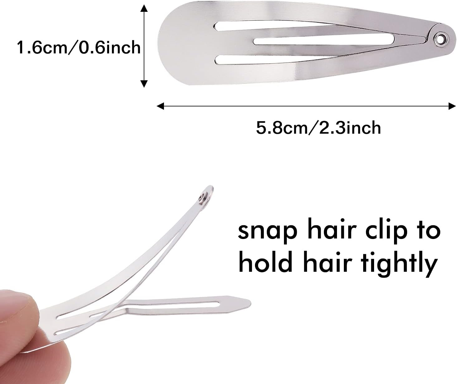 Lawie 100 Pack 6 CM Silver Blank Snap Metal Hair Clips 2.5 Inch Small Plain Base Hair Barrettes Gray Hair Pins Thin Fine Bang Hair Grips Arts and Crafts DIY Hair Accessories Bulk for Women Girls Kids image number 1