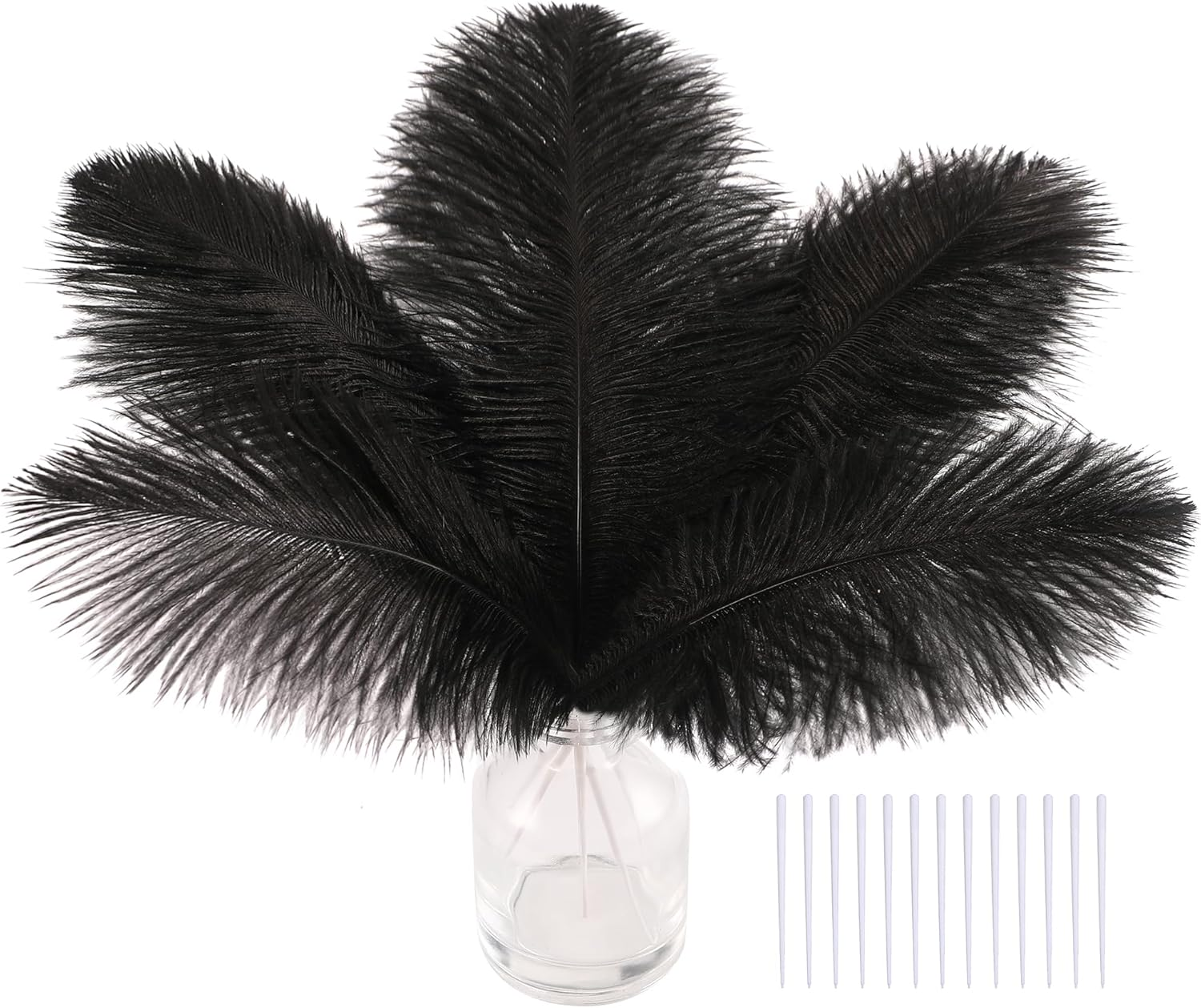 SOGUGOM Black Craft Ostrich Feathers - 30PCS Total Length 9-11 Inch Ostrich Feathers Kit for Centerpieces, Kindergarten Crafts, Dream Catchers and DIY Projects(Black)