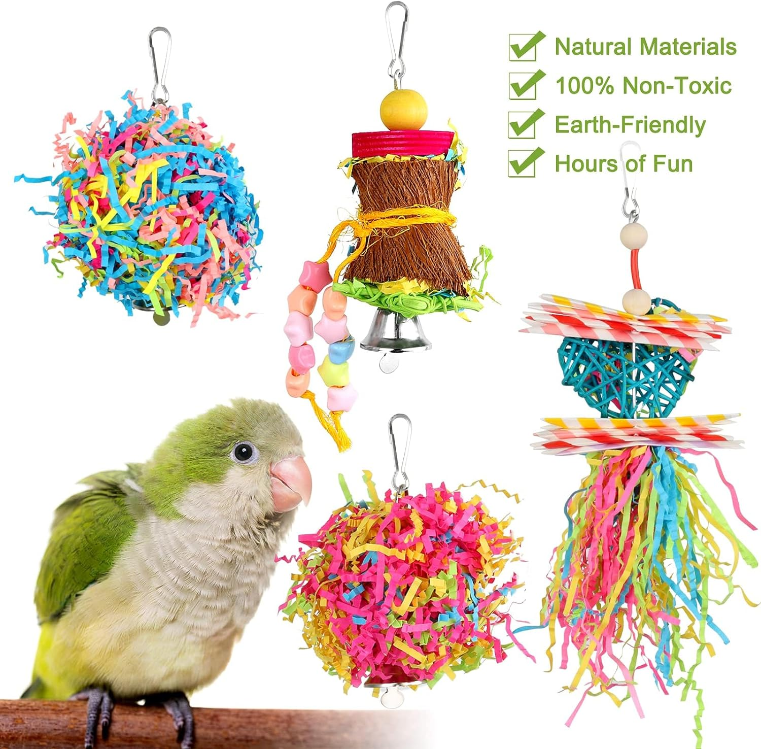 4 Pack Bird Shredder Toys Small Parrot Chewing Toys Parrot Cage Foraging Hanging Toy for Small Bird Parakeets Parrotlets Lovebirds Cockatiels image number 6