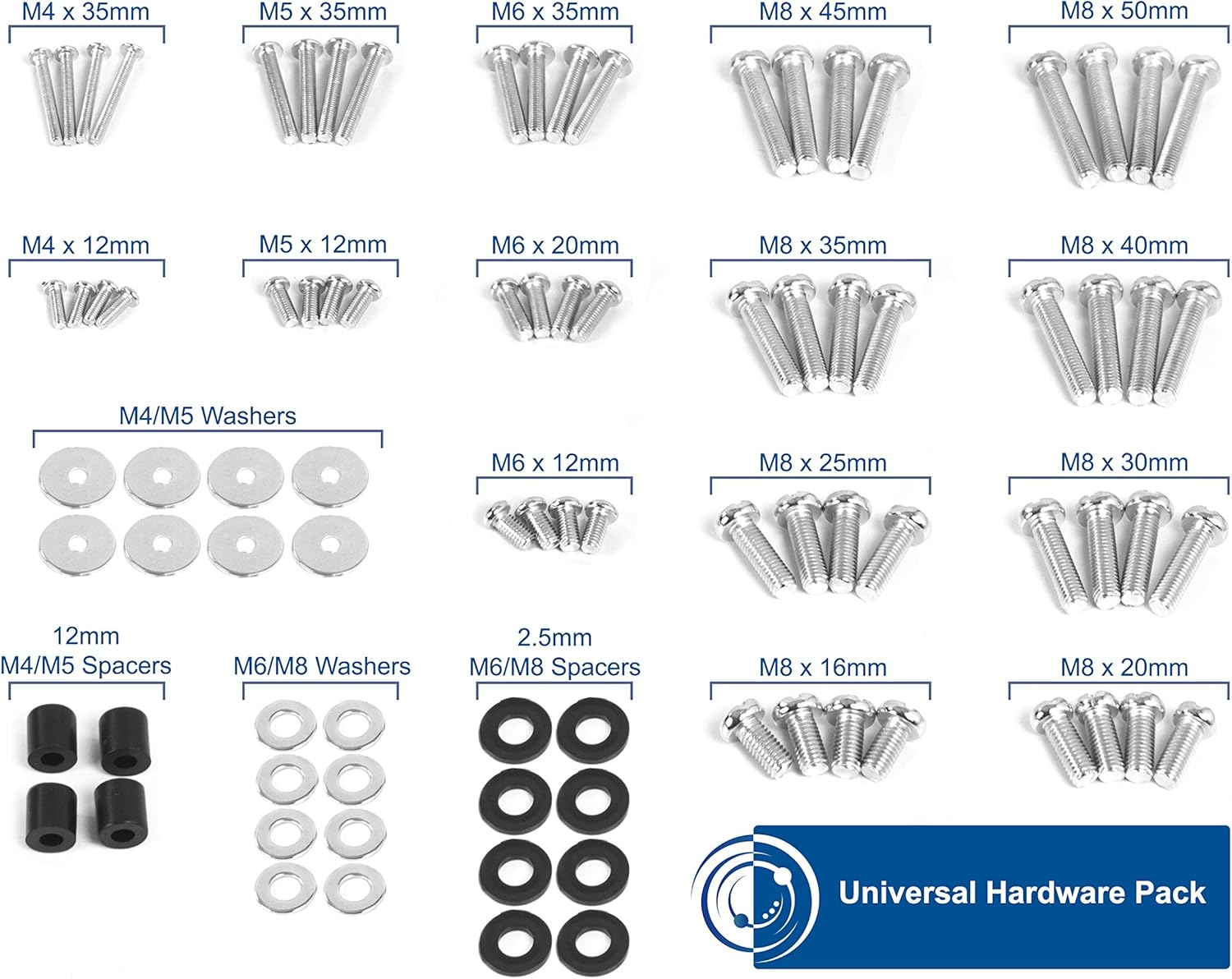 VIVO M4 M5 M6 M8 Universal TV and Monitor Mounting Vesa Hardware Kit Set, Includes Screws, Washers, Spacers, Assortment Pack, Fits Most Screens up to 80 Inches (Mount-Tvware) image number 1