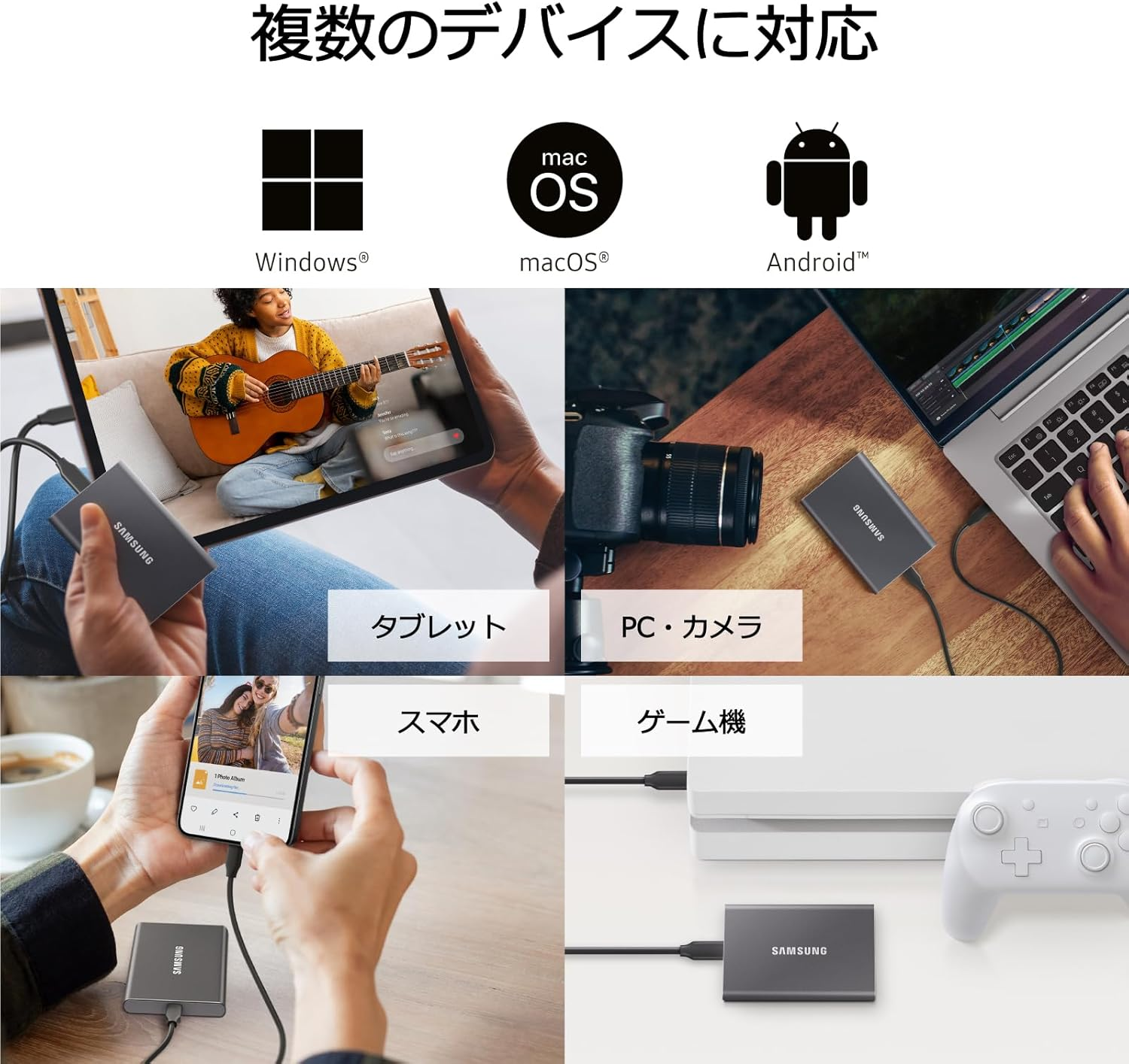 Samsung External SSD T7 2TB [With Bonus Model] Maximum Transfer Rate 1,050 Mb/S Gray MU-PC2T0T-PD/EC image number 3