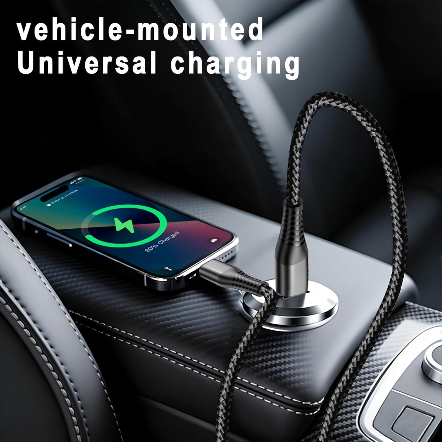 0.3 M USB C to IP Fast Short Charging Cable(3 Pack),Nylon Braided Mfi Certified Carplay Charger Power Delivery Charging Cord Compatible with Iphone 14/13/12/11/XS/XR/X/8 - Black image number 1