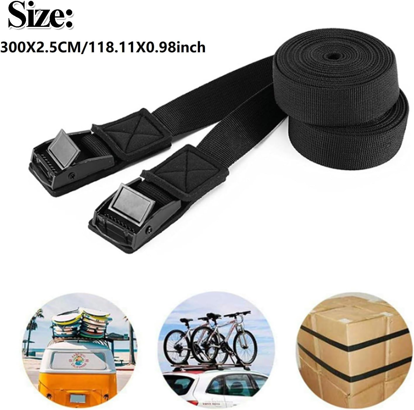 4PCS Tie down Strap Cargo Straps with Fastening Buckle for Car Luggage（3M） image number 5