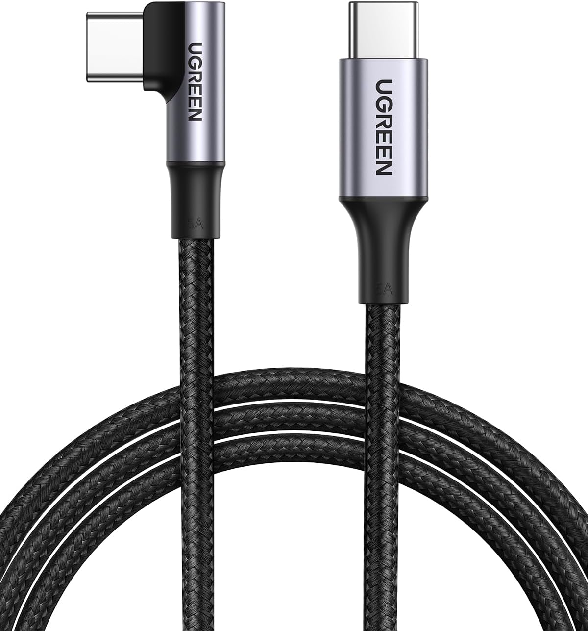 UGREEN 100W USB C to USB C Cable Right Angle, PD Charging Cord, 480Mbps Data Transfer, for Iphone 17, Macbook Pro, Ipad, Matebook, Chromebook, Pixel 10, Galaxy S25, Dell XPS, Switch, 3M, Black image number 4