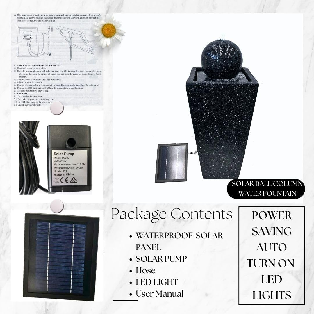 Ball and Column Solar Water Feature Water Fountain image number 1