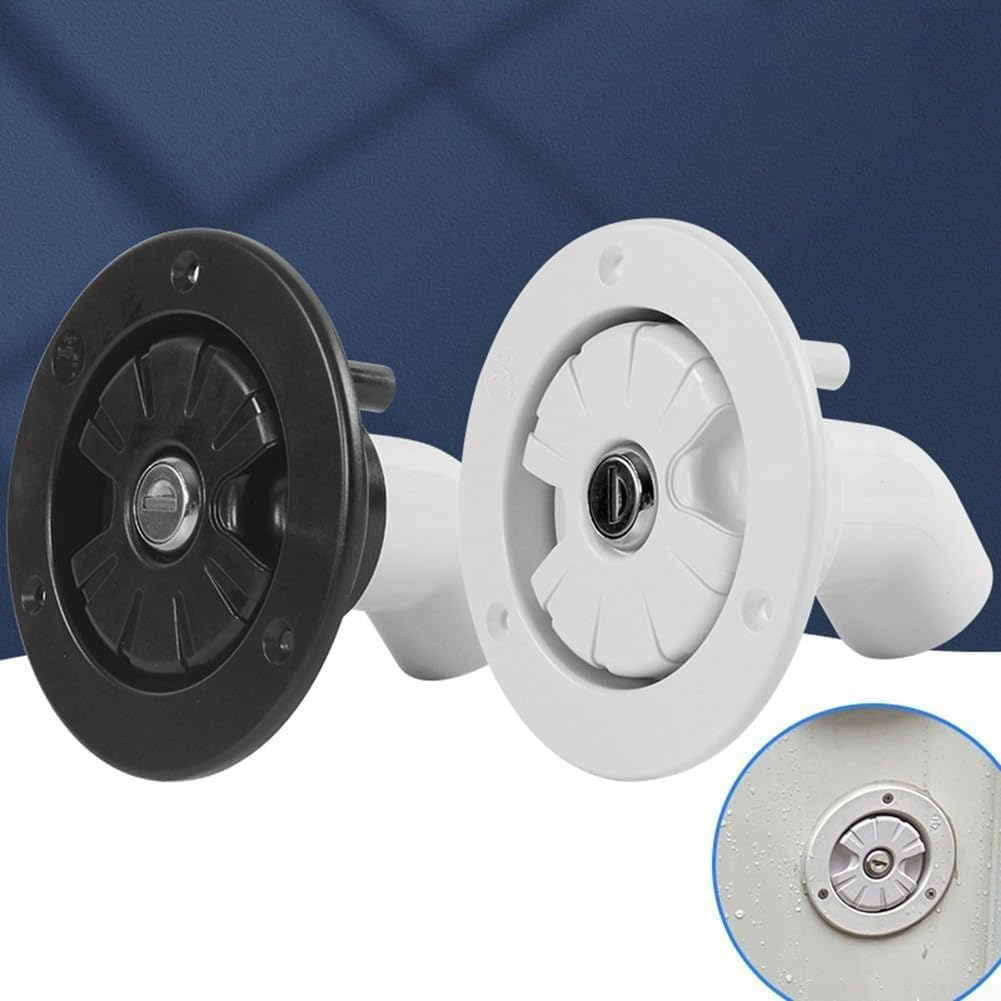 (White) Water Inlet Fill Dish Hatch Lock,Locking Water Cap,Car Fresh Water Lock Inlet Hatch RV Camper Filler Cap Tank for Caravan Motorhome,Water Filler Cap image number 1