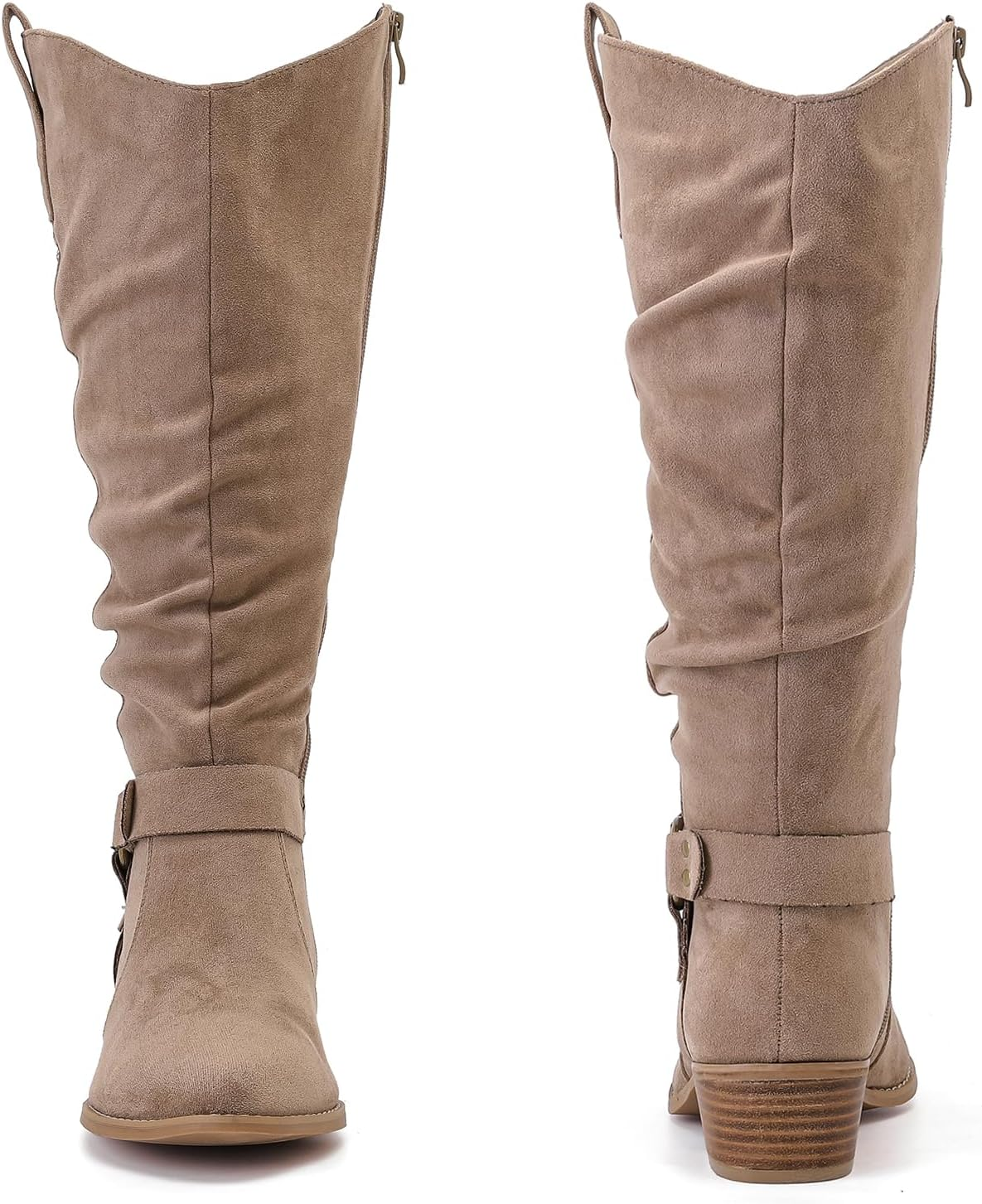 Luoika Women'S Extra Wide Calf Knee High Boots, Wide Width Slouchy Knee-High Boots., Beige 109, 10 X-Wide image number 2