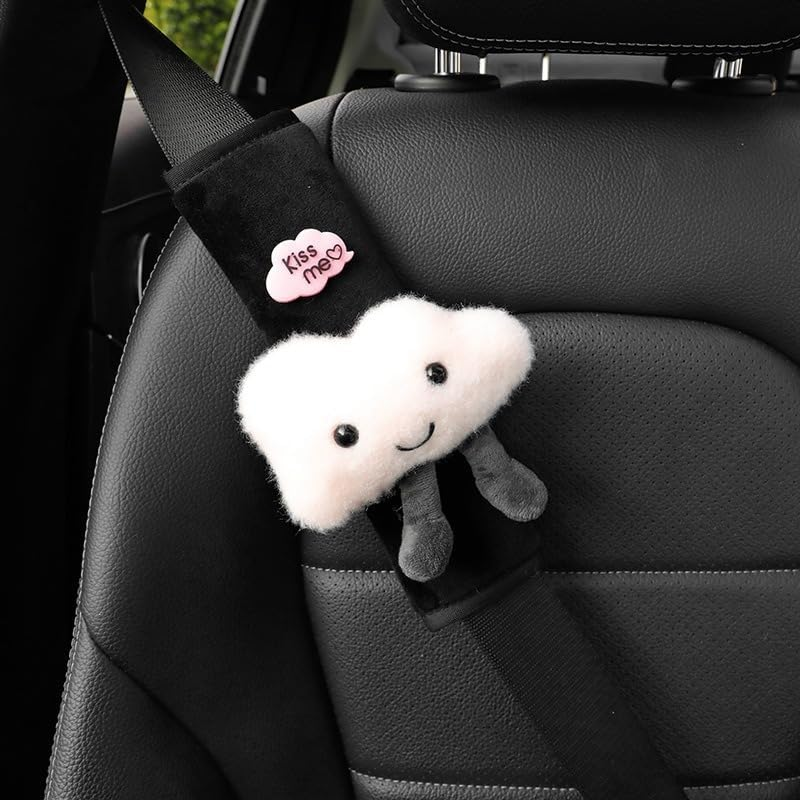 Car Seat Belt Cover Stocking Stuffers Cute Fluffy Pig Frog Sheep Dinosaur Safety Seatbelt Shoulder Pad Auto Accessory Neck Cushion Protector Seatbelt Shoulder Protector Nice Gift (Sheep) image number 3