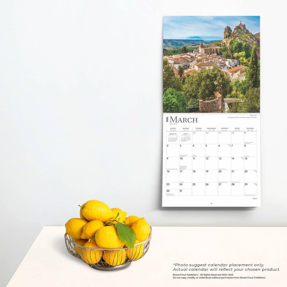 Spain | 2025 12 X 24 Inch Monthly Square Wall Calendar | Plastic-Free | Browntrout | Travel Europe Madrid Barcelona image number 2