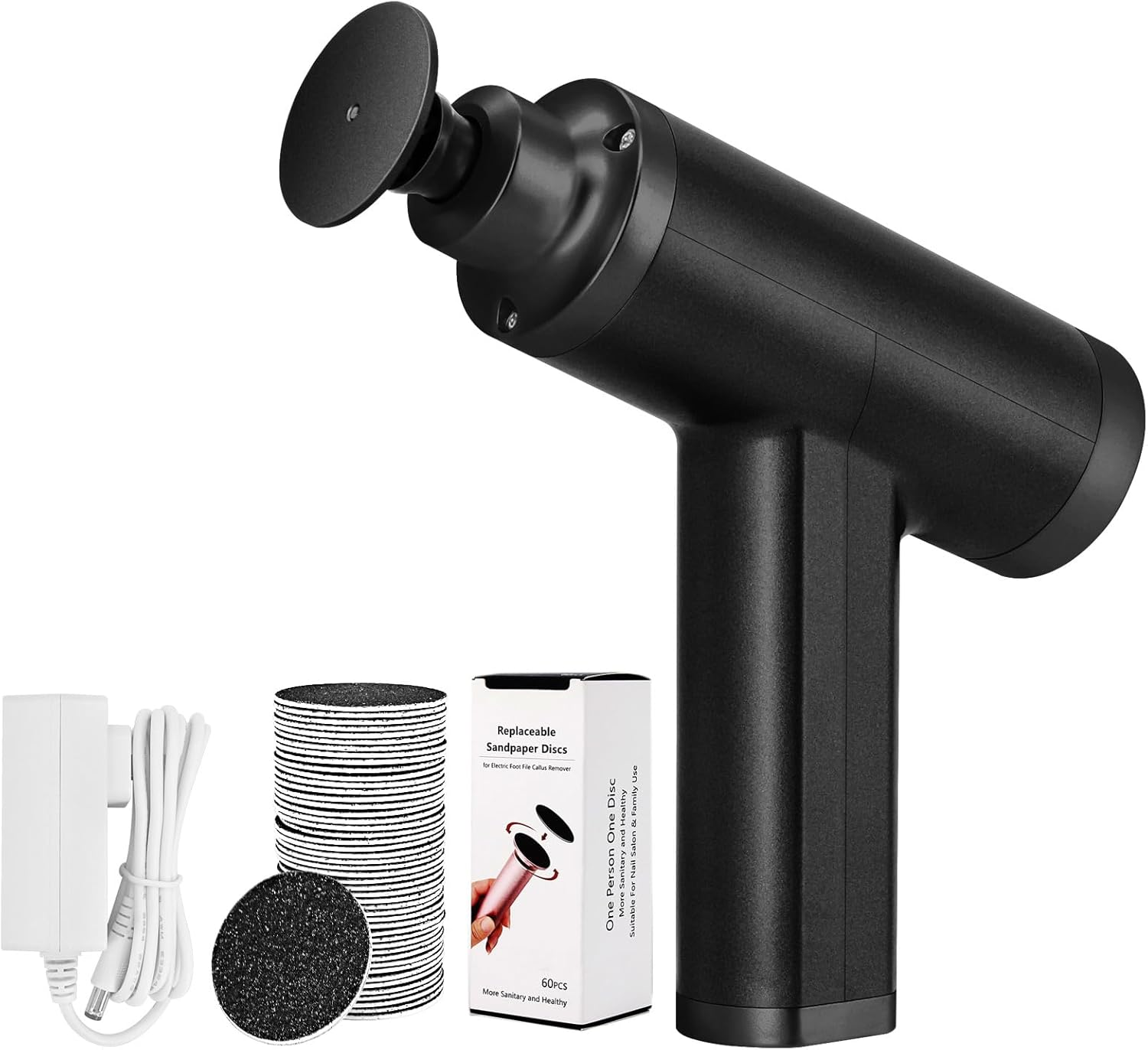 Electric Callus Remover, 4500 Rpm, Adjustable Speed, Professional Callus Remover, Electric Callus Remover, Pedicure, Electric Foot File, Black FCR-3 image number 2