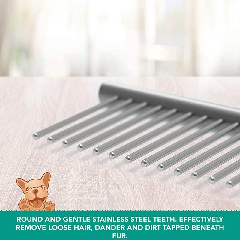 AIMALL Stainless Steel Pet Comb for Dog and Cat Grooming, round Teeth Metal Brush, Detangling and Removing Dead Hair, Lightweight image number 4