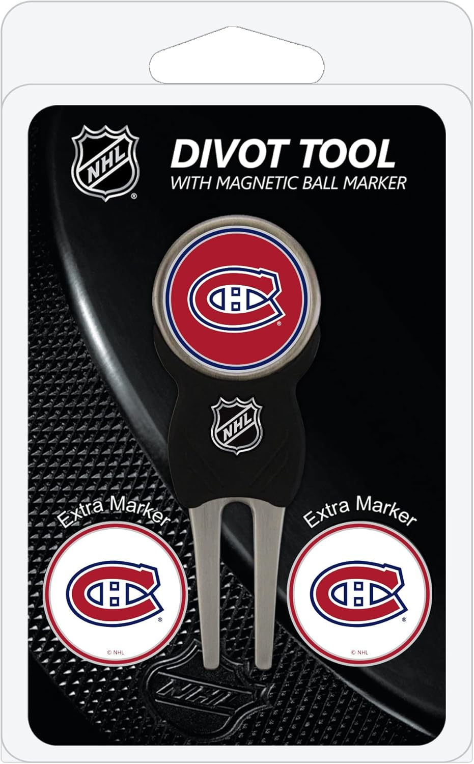 Team Golf NHL Divot Tool with 3 Golf Ball Markers Pack, Markers Are Removable Magnetic Double-Sided Enamel
