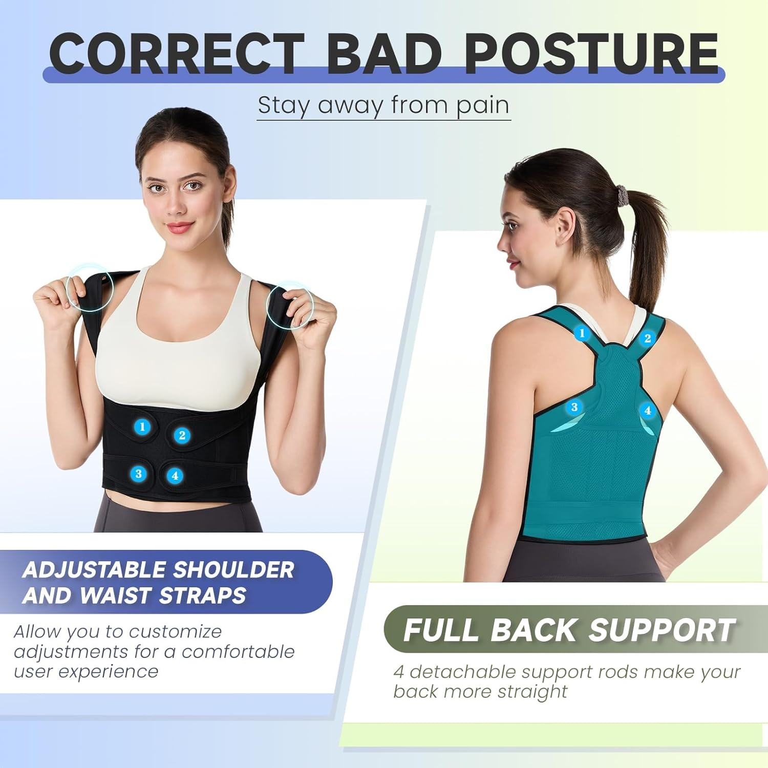 Posture Corrector for Men and Women, Back Brace, Scoliosis and Hump Correction, Breathable, Adjustable, Improves Posture for Men and Women, Can Be Used during Sports, Office, and Bedroom L image number 4